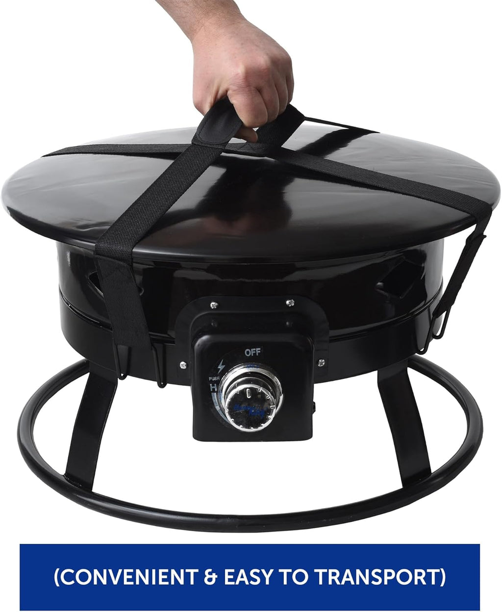 Flame King Smokeless Propane Fire Pit, 19-inch Portable Firebowl, 58K BTU with Self Igniter, Cover, & Carry Straps for RV, Camping, & Outdoor Living