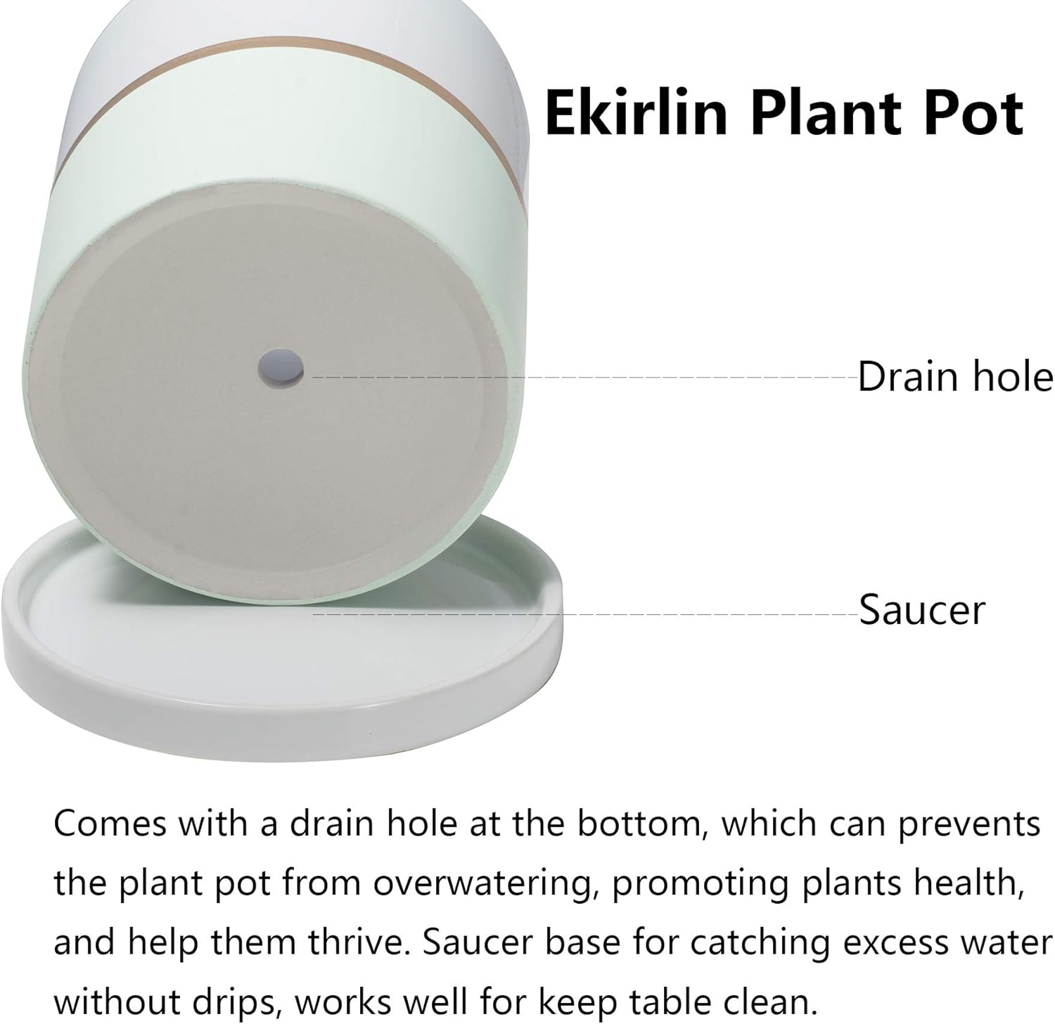 Ekirlin 4 inch Plant Pot - Ceramic Flower Planters Indoor - Modern Succulents Containers with Drain Hole Saucer, Decorate Home, Office & Outdoor (Green)
