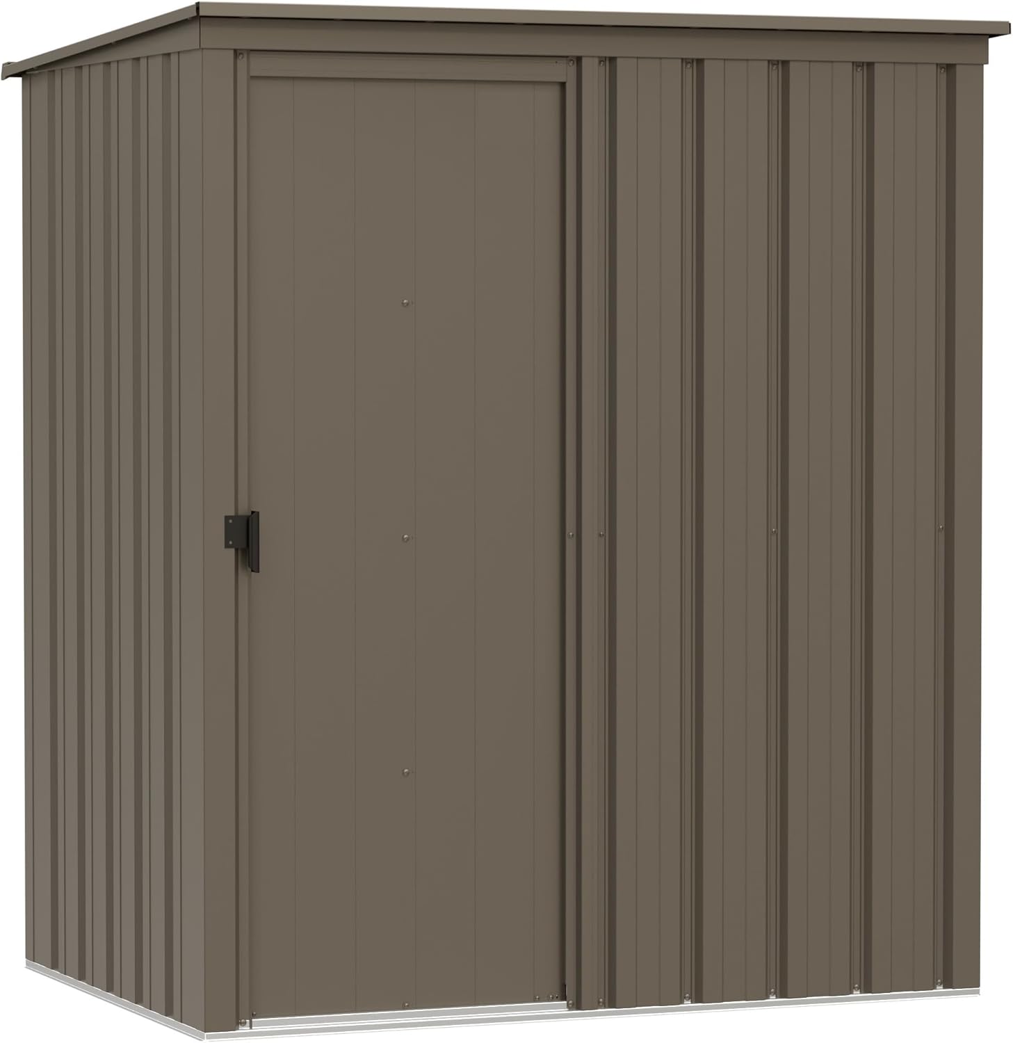 Cover It 5' x 3' Galvanized Steel Outdoor Storage Shed with Pent Roof and Lockable Sliding Doors, Weather-Resistant Steel Storage Shed for Backyards, Tan
