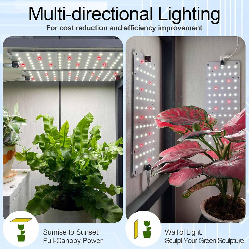 DOMMIA Grow Light, 20W Ultra-Thin Panel Grow Lights for Indoor Plants, High PPFD Full Spectrum, Dimmable, 6/12/16H Timer Auto on/Off, Suitable for Indoor Growing, Cold White 3-Pack
