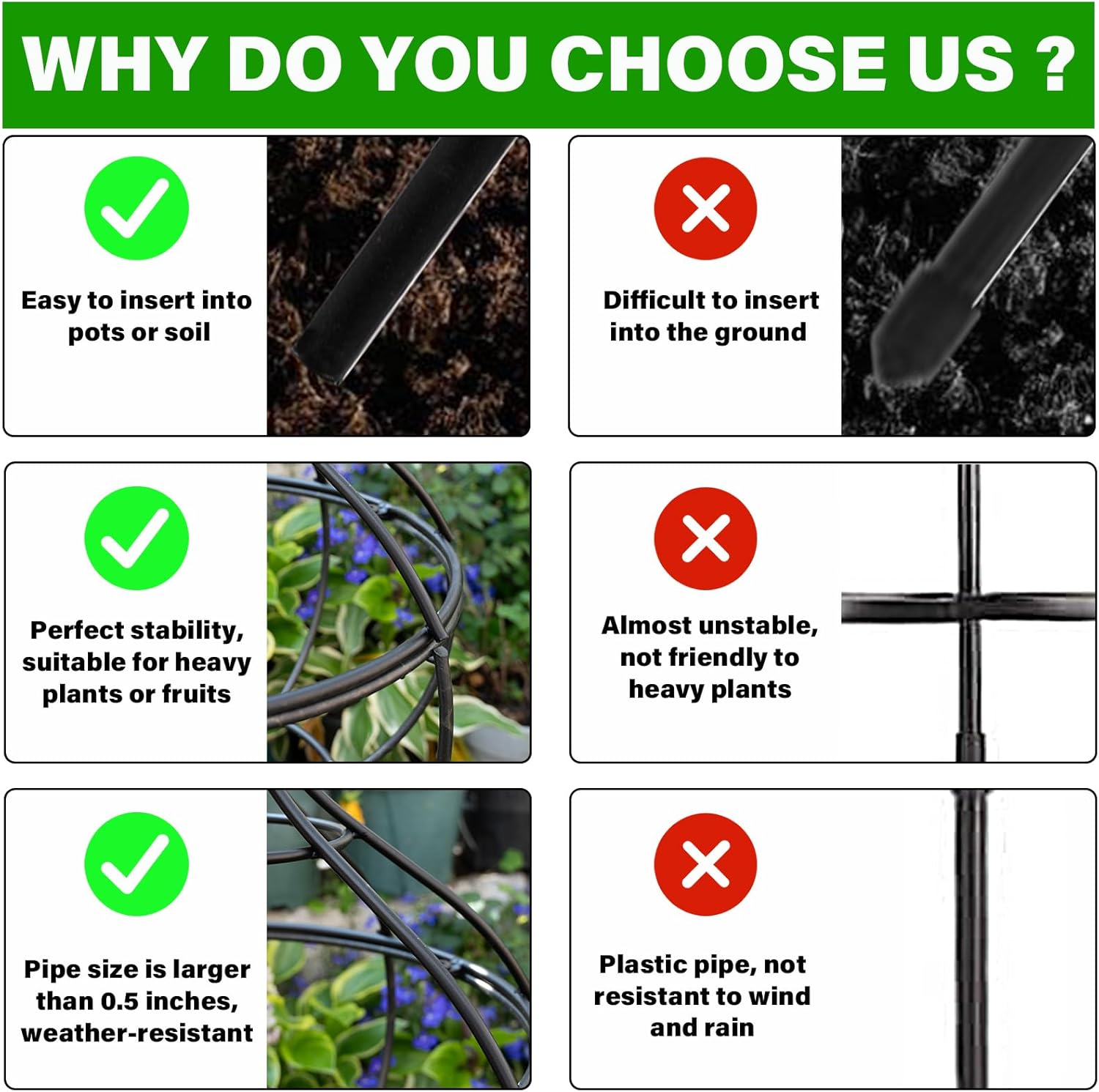 Sturdy Metal Garden Obelisk Trellis for Climbing Plants - 12" x 8.1" Versatile Support for Roses, Topiaries & Houseplants - Easy to Assemble, Durable & Decorative for Indoor/Outdoor Displays