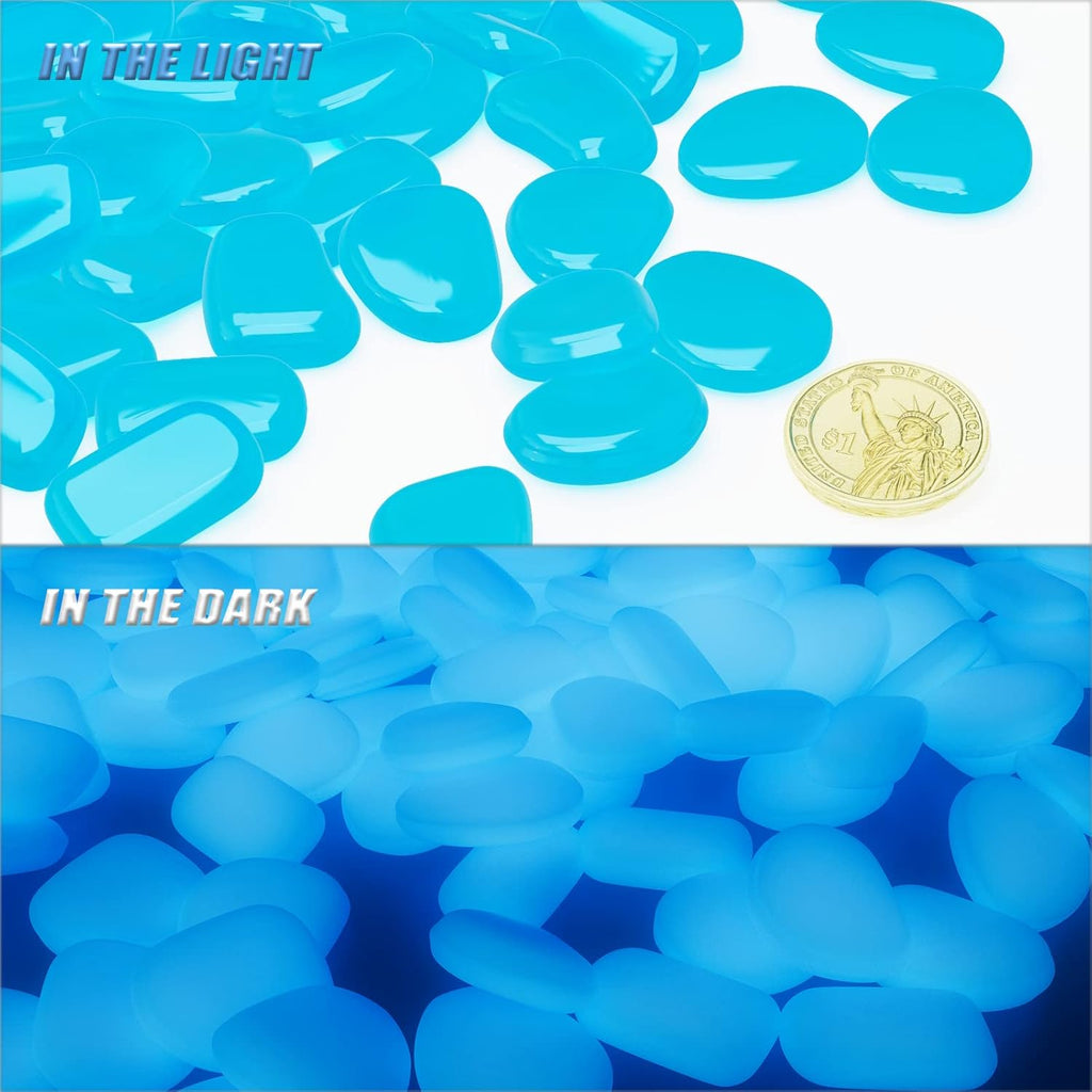 Glow in The Dark Rocks, Fairy Garden Decorations Stones, Outdoor Decor for Patio Stepping Stone Kit, Pebbles for Plants/Yard/Backyard/Fish Tank/Pool Stuff