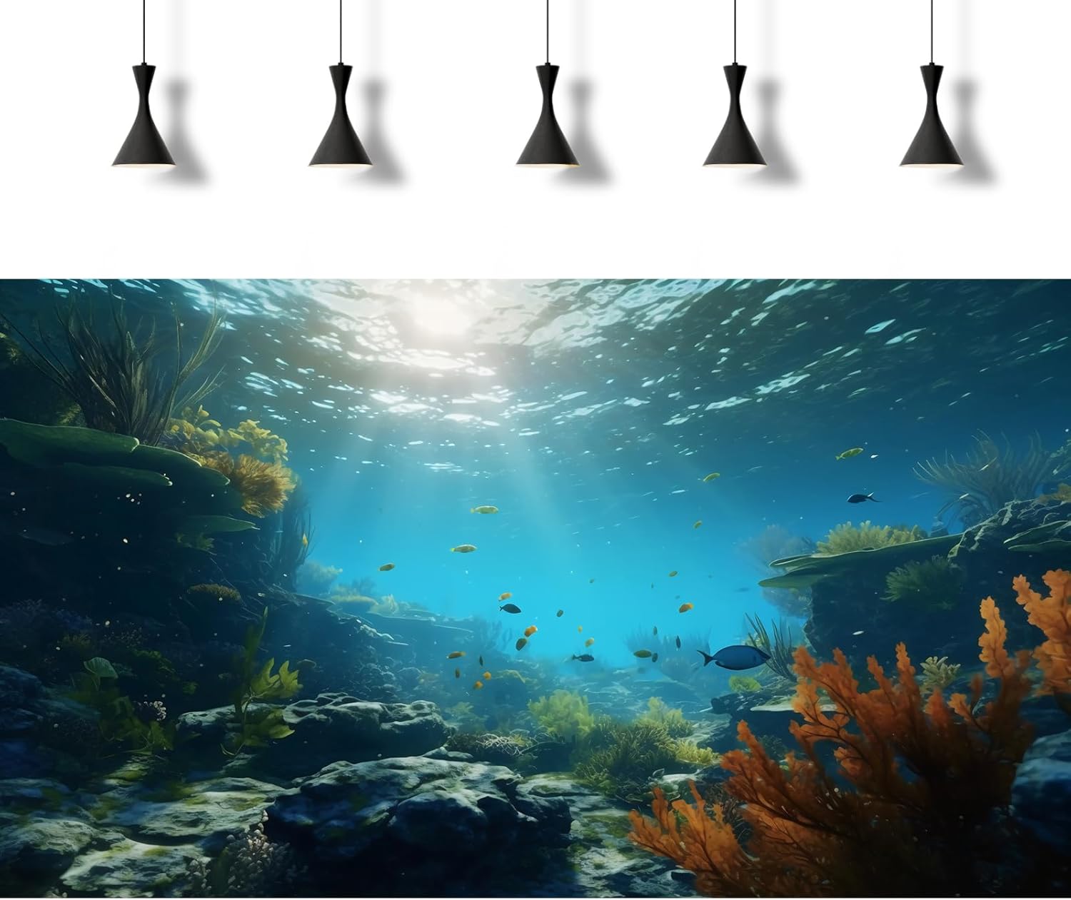 Ocean Floor Fish Tank Background Underwater Rock Aquarium Background Under The Sea Terrarium Backgrounds Aquatic Plants Sunlight Fish Tank Backgrounds Tropical Fish Aquarium Wallpaper 72x16in