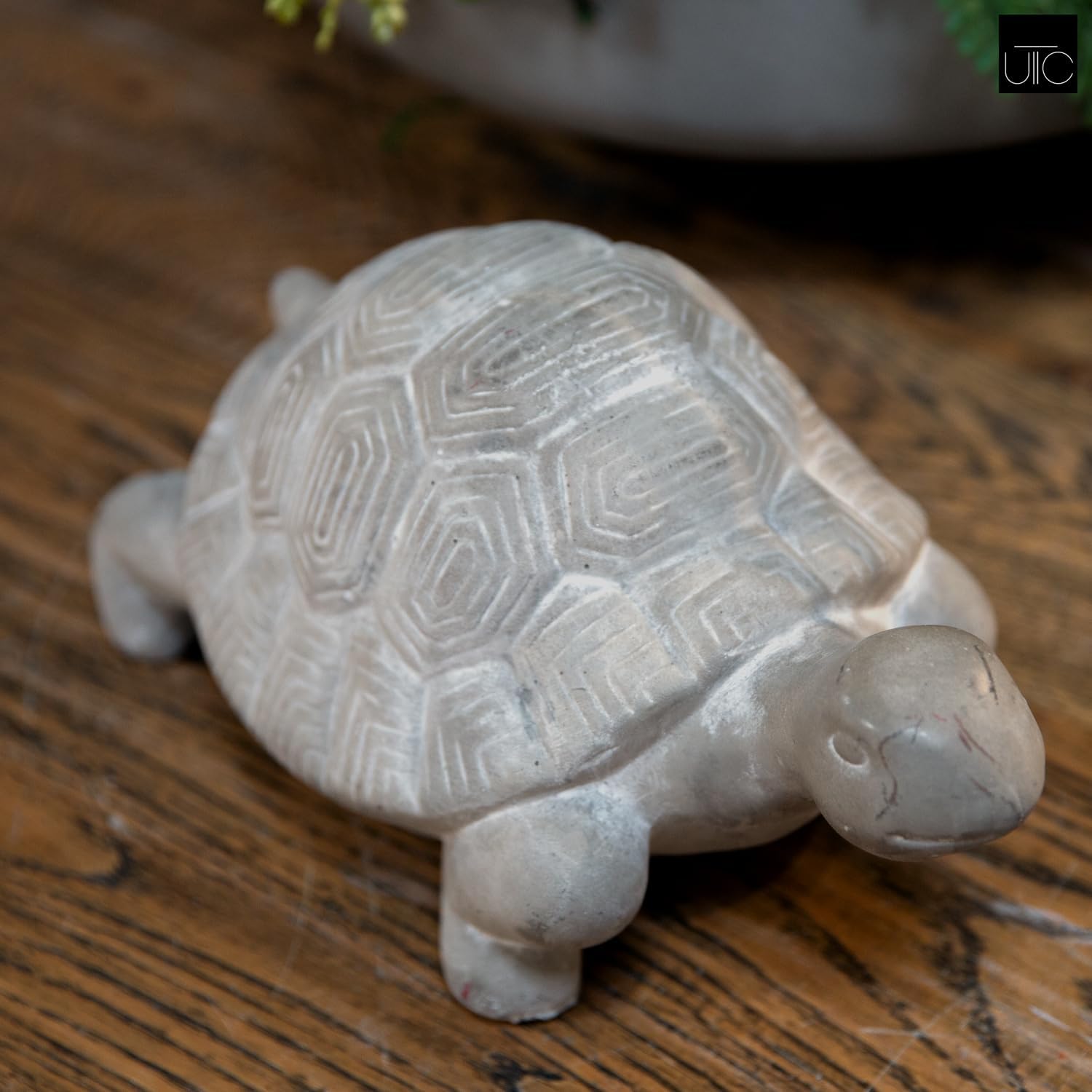 Modern Small Terracotta Turtle Figurine, Unique Cement Figurines, Handcrafted Decorative Gray Concrete Finish Sculpture for Home, Garden,Office: 11.75"x6.75"x5.75"H