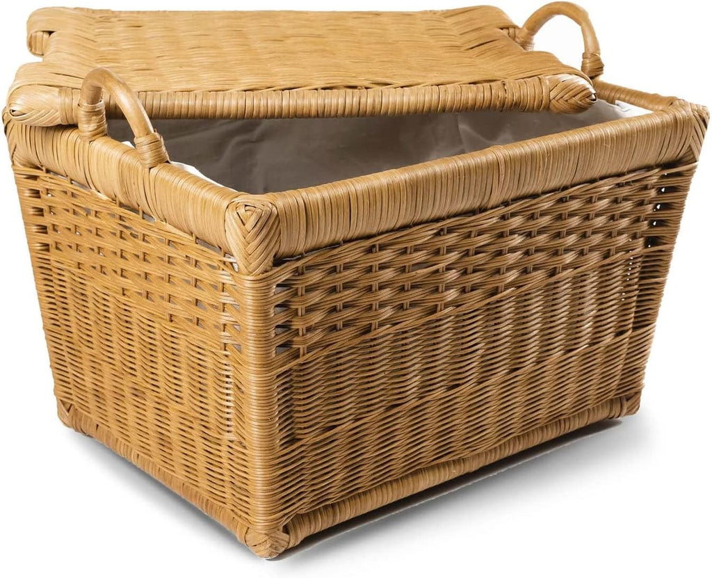 The Basket Lady Lift-Off Lid Wicker Storage Basket, Large, 24.5 in L x 18 in W x 17.5 in H, Sandstone