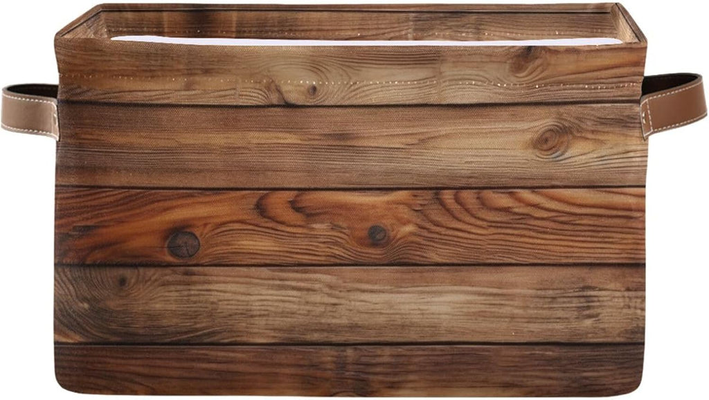 Wood Print Rectangular Retro Vintage Storage Basket Organizer Bin Shelf Baskets For Clothes Gifts For Home Office Dorm