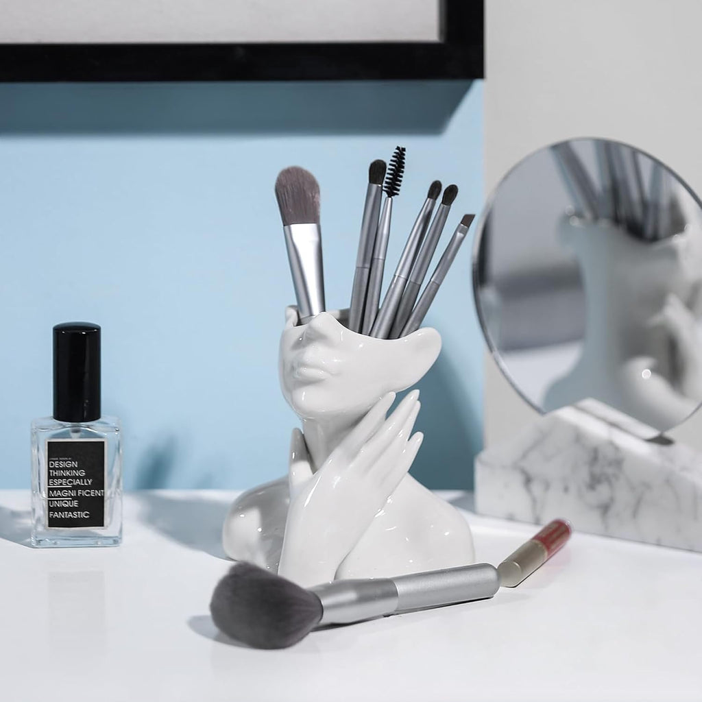 XSMXLNKWL Ceramic Face Vase White Flower Vase for Decor, Female Face Vase Art, Modern Decorative Vase Centerpiece for Table, Shelf, Living Room, Office, Bedroom, Small