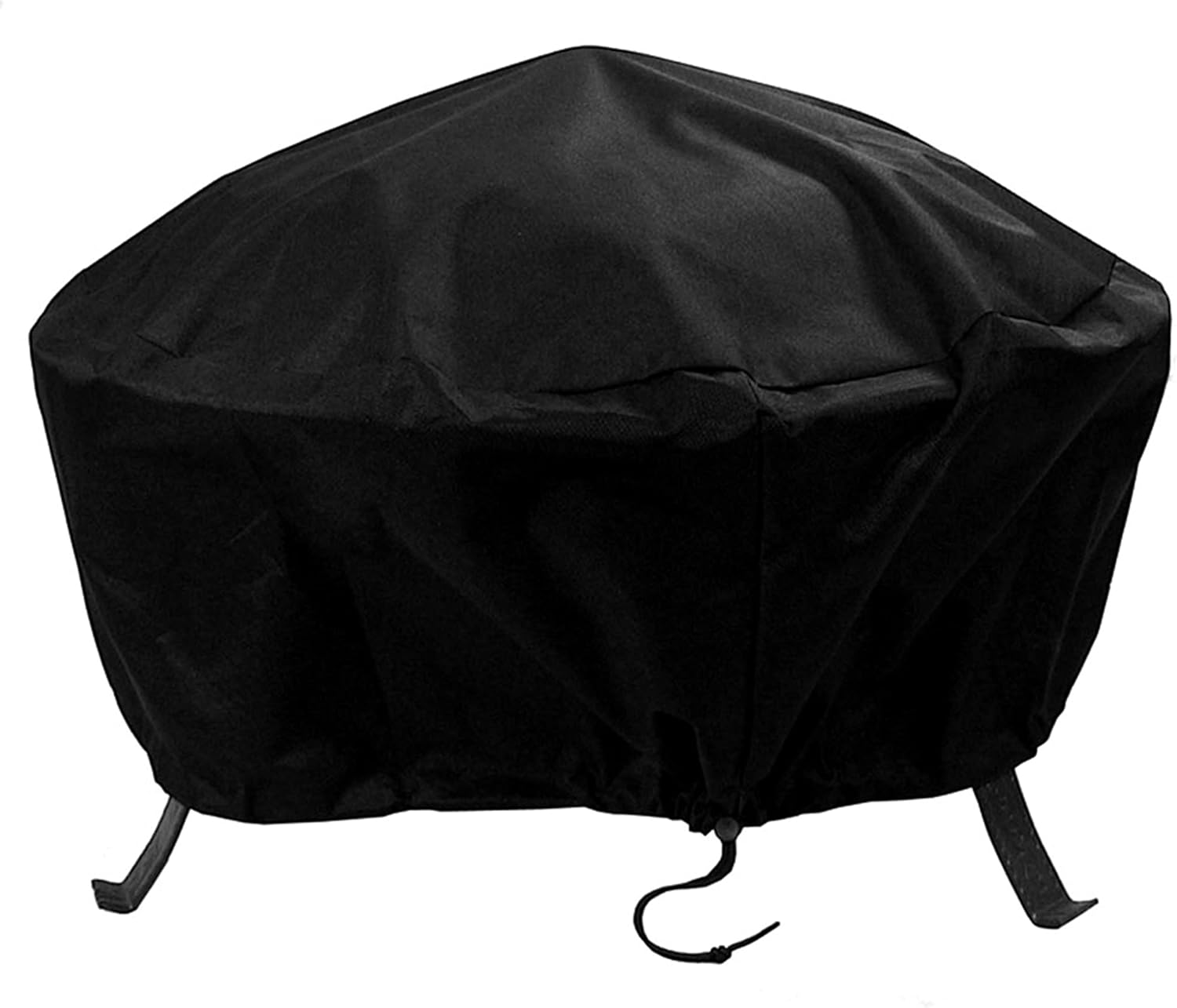 Sunnydaze Round Outdoor Fire Pit Cover - Heavy-Duty 300D Polyester and PVC with Drawstring Closure - Black - 40-Inch