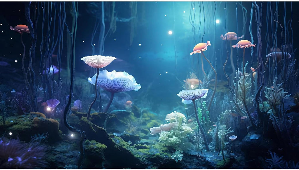 Aquarium Background Surreal Underwater Garden Fish Tank Background Lush Moss Aquatic Plants Tropical Style Landscape Terrarium Tank Backgrounds Under Sea World Aquarium Tank Wallpaper Poster 72x24in