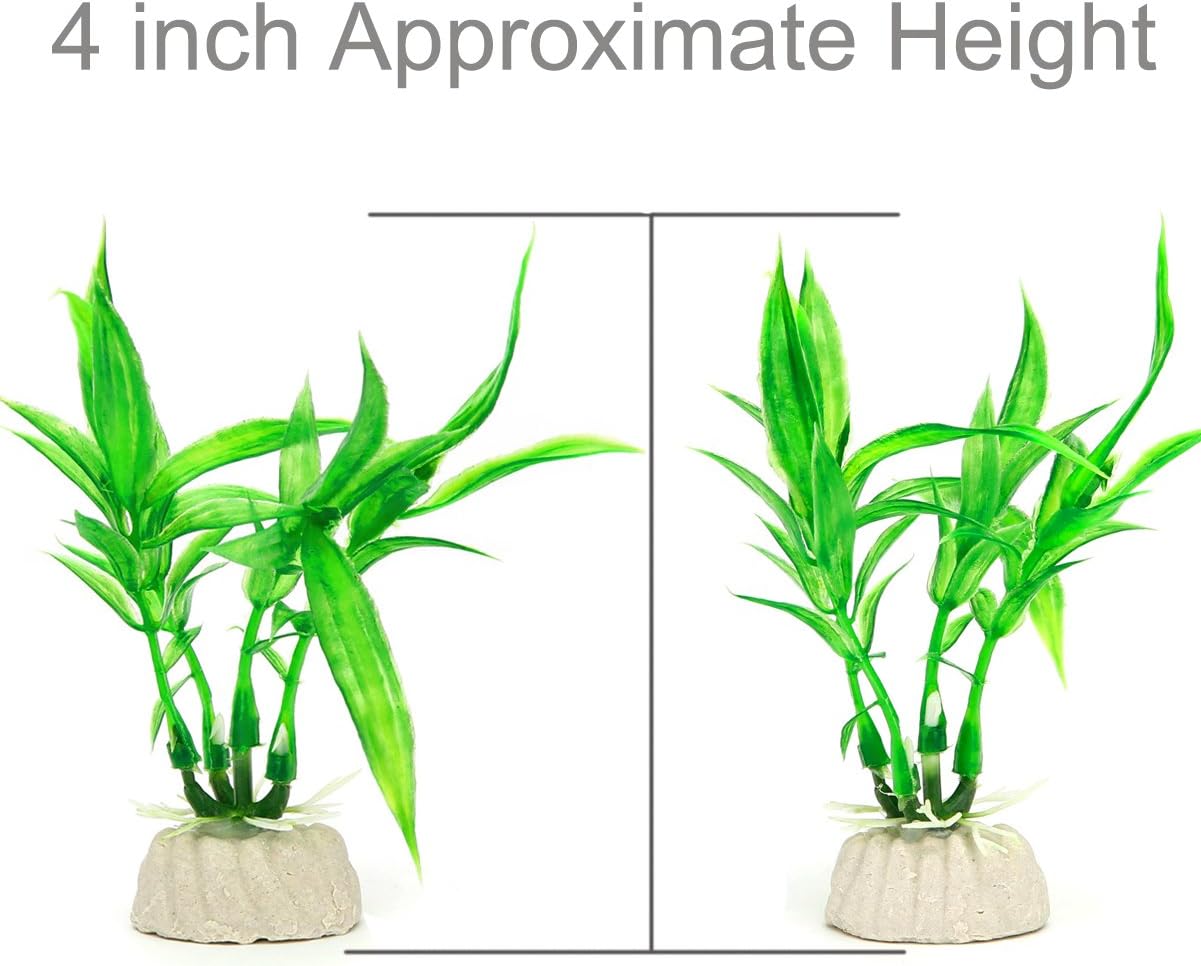 COMSUN 10 Pack Artificial Aquarium Plants, Small Size 4 inch Approximate Height Fish Tank Decorations Home Décor Plastic Green