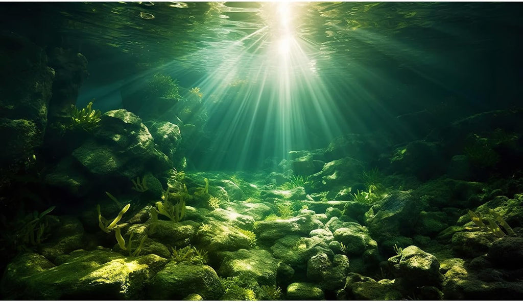 Underwater Sunray Aquarium Background Deep Ocean Rock Cave Fish Tank Background Under The Sea Coral Reef Aquarium Backgrounds Ocean Floor Tropical Fish Terrarium Backgrounds 24x12in