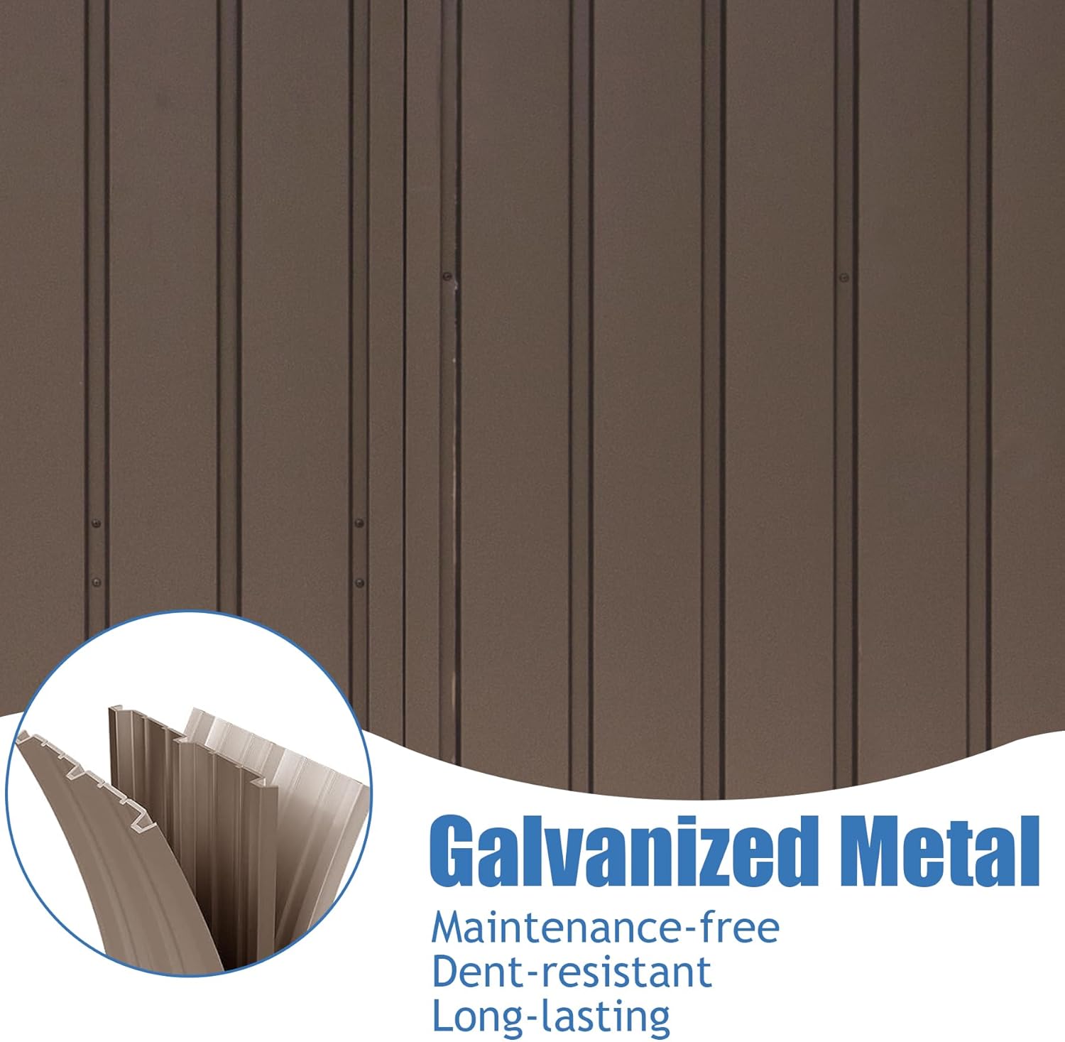 Domi Outdoor Storage Shed 6' x 4.5’, Metal Garden Shed with Galvanized Steel Frame for Bike, Tools, Lawn Mowers, Pool Toys, Outdoor Storage Cabinet with Lockable Door for Garden Lawn Patio (Brown)