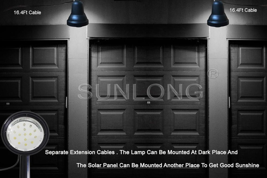 SUNLONG Solar Powered Spot Lights Outdoor Waterproof 2 in 1 Bright Solar SpotLights Power Adjustable for Flag Yard Flagpole Landscape Dusk to Dawn 2 x Spots White