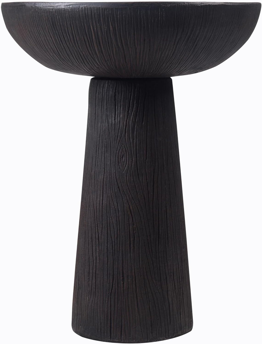 Bird Bath for Outdoor - 26'' Tall Resin Natural Wood Pattern Designt Birdbaths, Lightweight and Durable - Enhance Your Outside Garden with This Stunning Water Feature (Wood Grain)