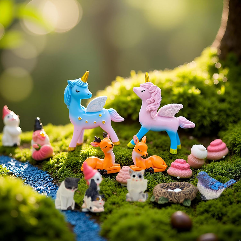 Kai Dream 15Pcs Fairy Garden Accessories, Fairy, Gnome, Animal Figurines, Miniature Resin Figurines