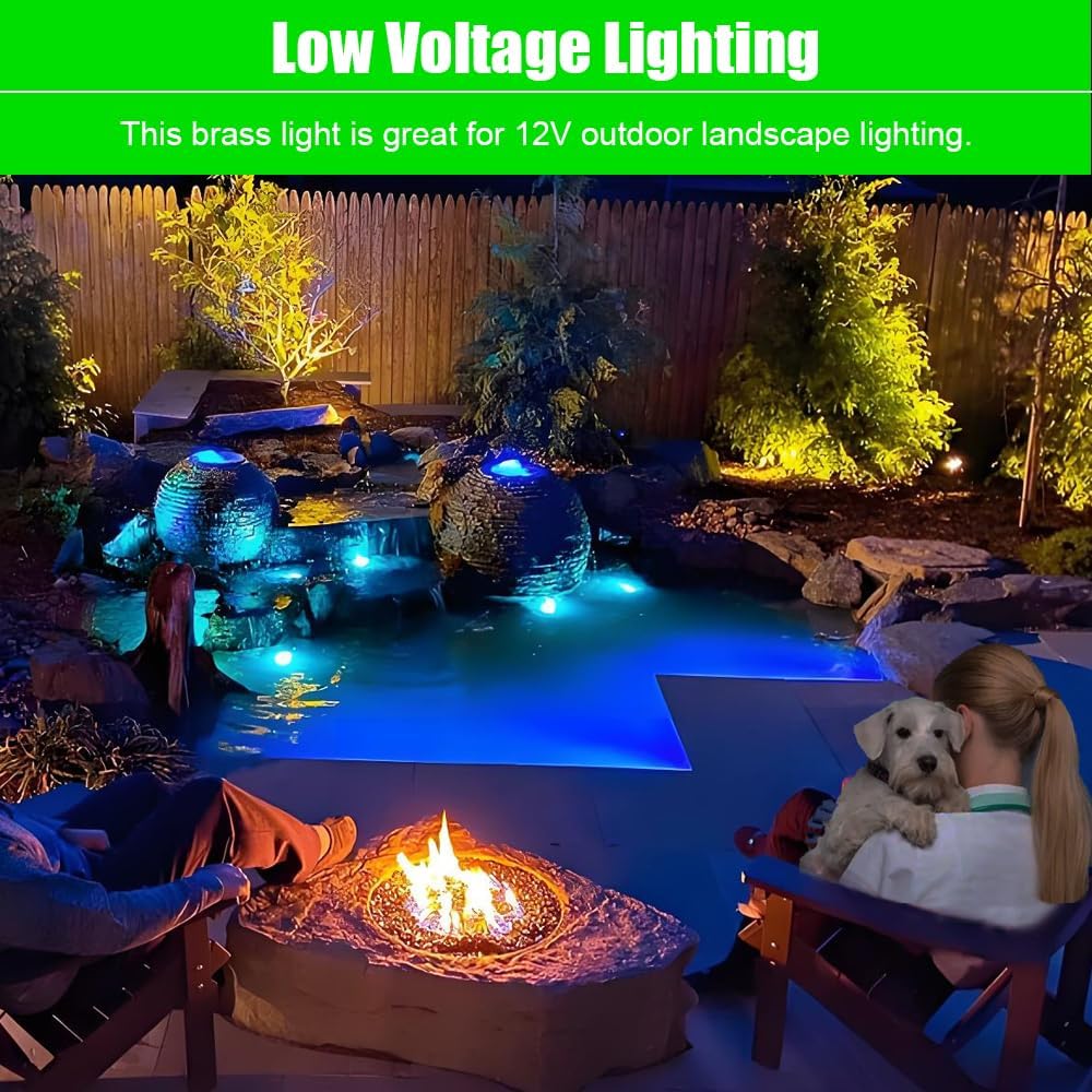 Brass Pond Light LED Underwater, Water Fountain Light Waterproof, Submersible Lights with 5W MR16 LED Bulb 2700K, 12V Low Voltage Landscape Lighting for Outdoor Garden Pond, Pool, Waterfall