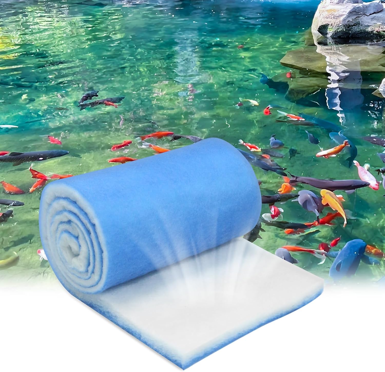 Classic Koi Pond Filter Pad Media-12"x144"Thicker Reusable Replacement Washable Pad,Fish Pond Filter Material for Koi Outdoor Ponds Aquarium