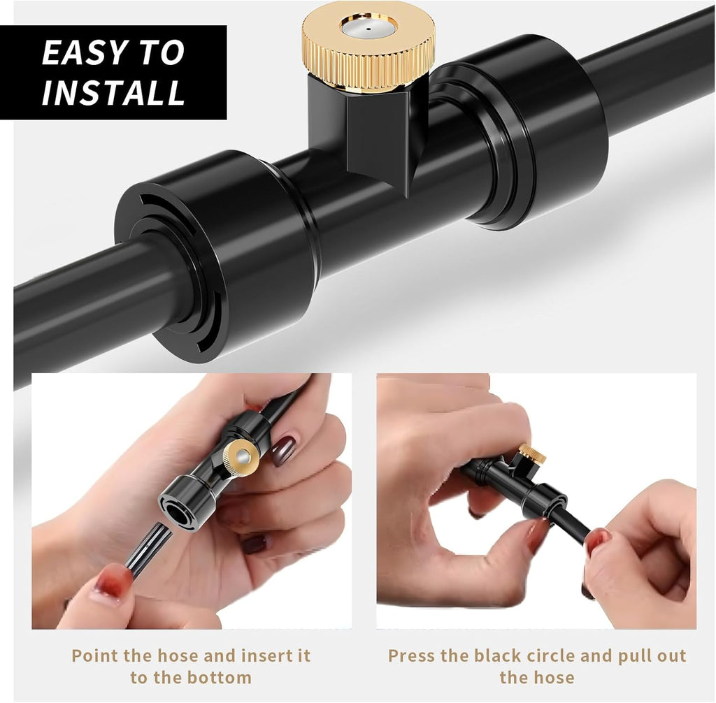 Misting Nozzles Kit Include 24 Pcs Misting nozzle 20 Pcs Misting 4 Pcs Plug nozzle tees for Outdoor Spray Cooling System (48 Pieces)