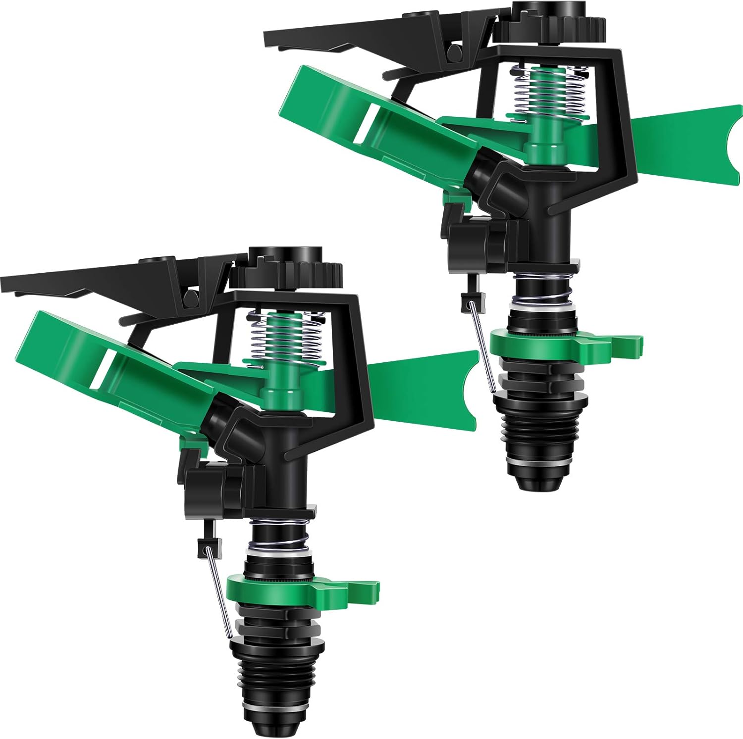 1/2 Inch Plastic Impact Sprinklers Adjustable 0 Degree to 360 Degree Pattern Plastic Sprinkler Head for Garden Watering Supplies (2 Pieces)