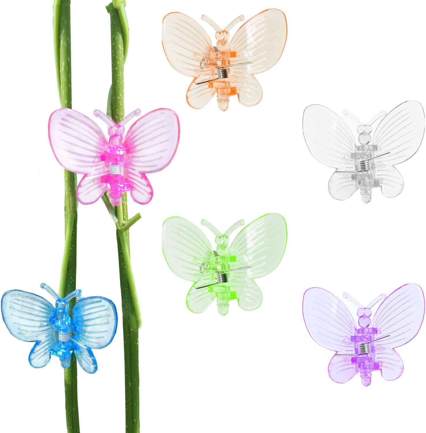 BEADNOVA Orchid Clips 30Pcs Butterfly Plant Clips Orchid Support Clips Vine Clips Plant Clips for Support Flower Orchid Vine (Mix Color, 30PCS)