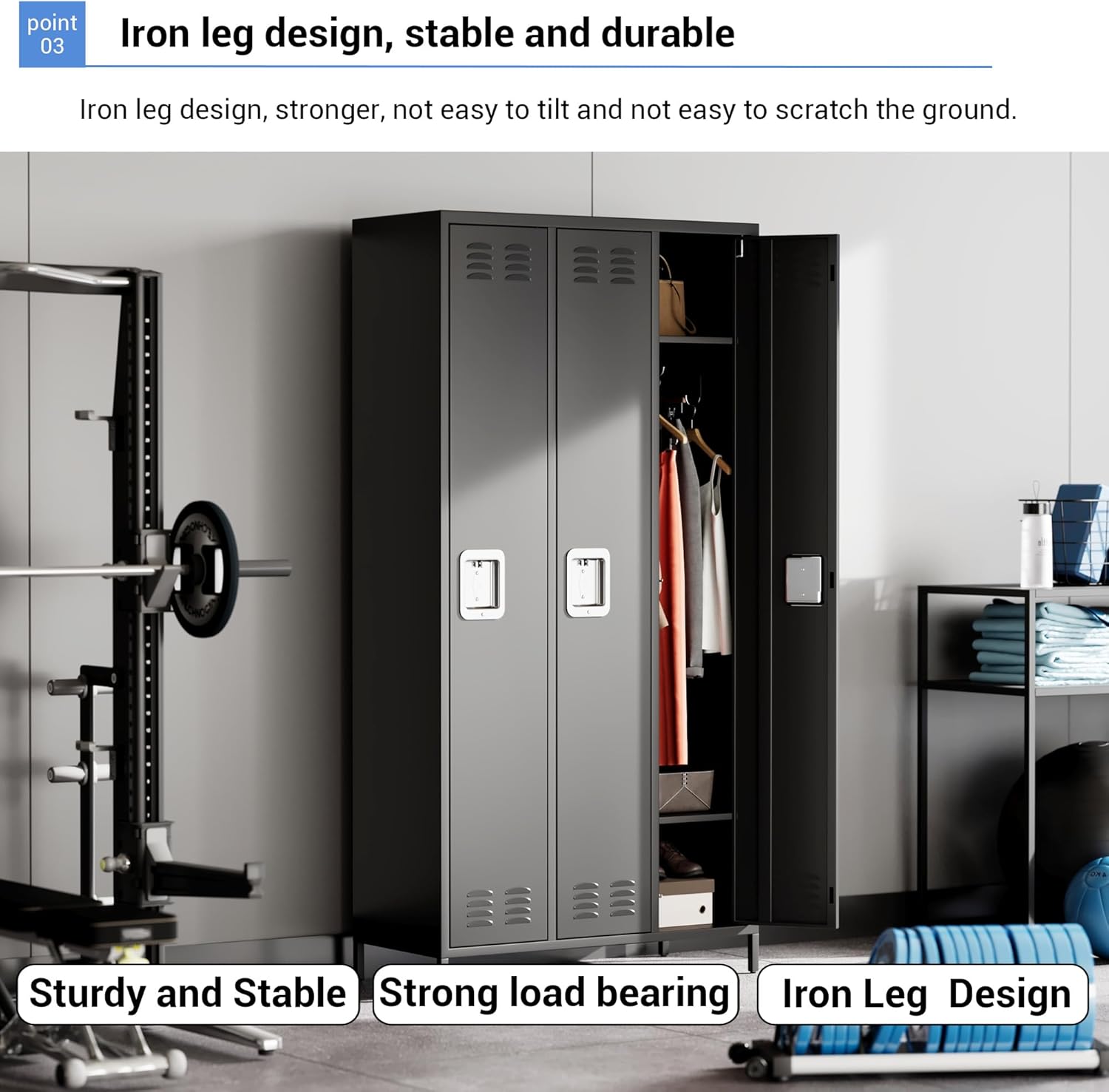 Metal Lockers, 3-Door Metal Storage Cabinets Locker, Secure Storage Solution, Perfect for Offices, Gyms, Schools & Homes, Organizes Personal and Work Belongings Easily