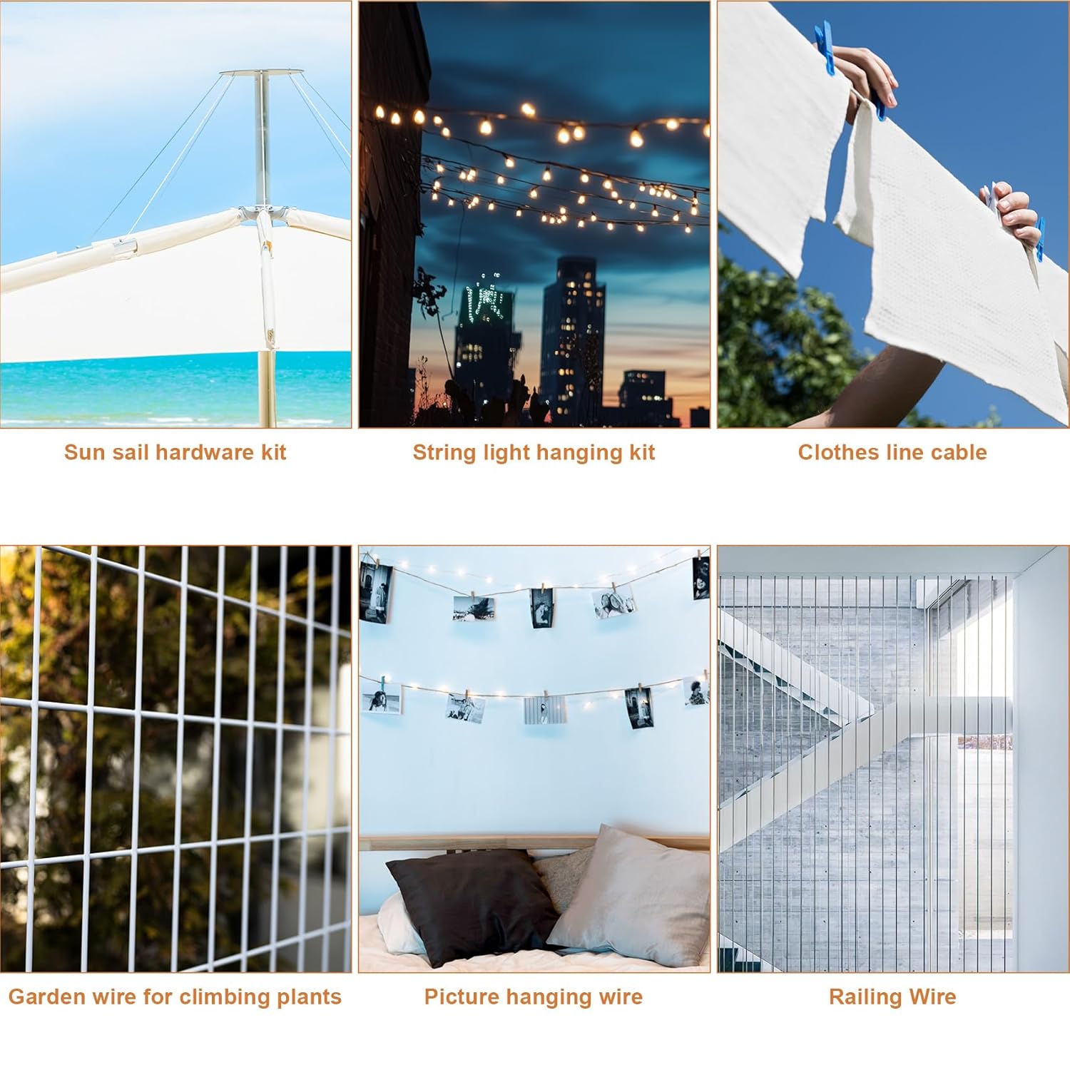 1/8" Vinyl Coated Wire Rope Kit with Work Gloves, 300FT Stainless Steel String Light Hanging Kit with Turnbuckle,7x7 Strand 920LB Strength Clothes Line Cable for Outdoor, Crafts, Garden