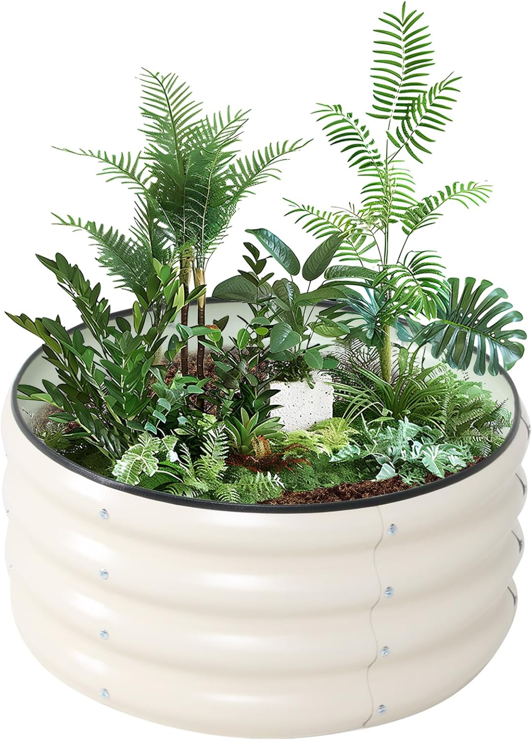 Galvanized Raised Garden Bed Kit Outdoor Metal Garden Planter Box for Backyard Gardening, Planting Vegetables, and Patio (Dia23.6"x11.8")