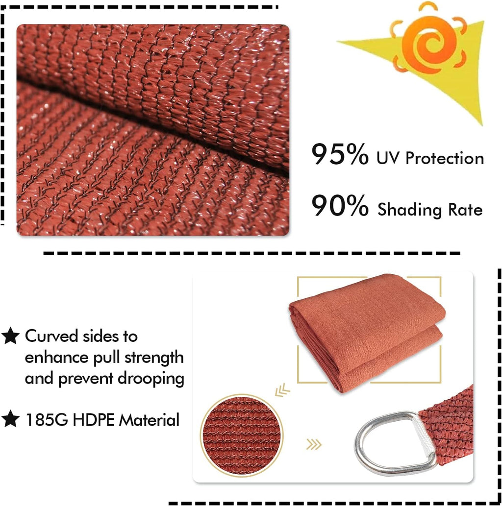 KANAGAWA 6'X22' Rust Red Custom Size Sun Shade Sail Rectangle UV Block Canopy Cover for Patio Backyard Lawn Garden Outdoor (Customized Available)
