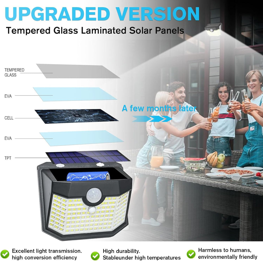 Aootek Solar Outdoor Lights 8 Pack, Motion Sensor, 3 Lighting Modes, Waterproof, Black, Modern Style, 8 Count, Wall Mount, Outdoor Solar Lights