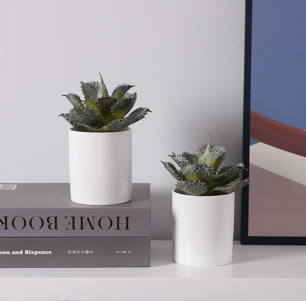 Duovlo Artificial Succulent Plant 5.15 Inch Faux Succulents Agave potatorum Flower Arrangement Craft Wall DIY Materials,Pack of 2 (New Green)