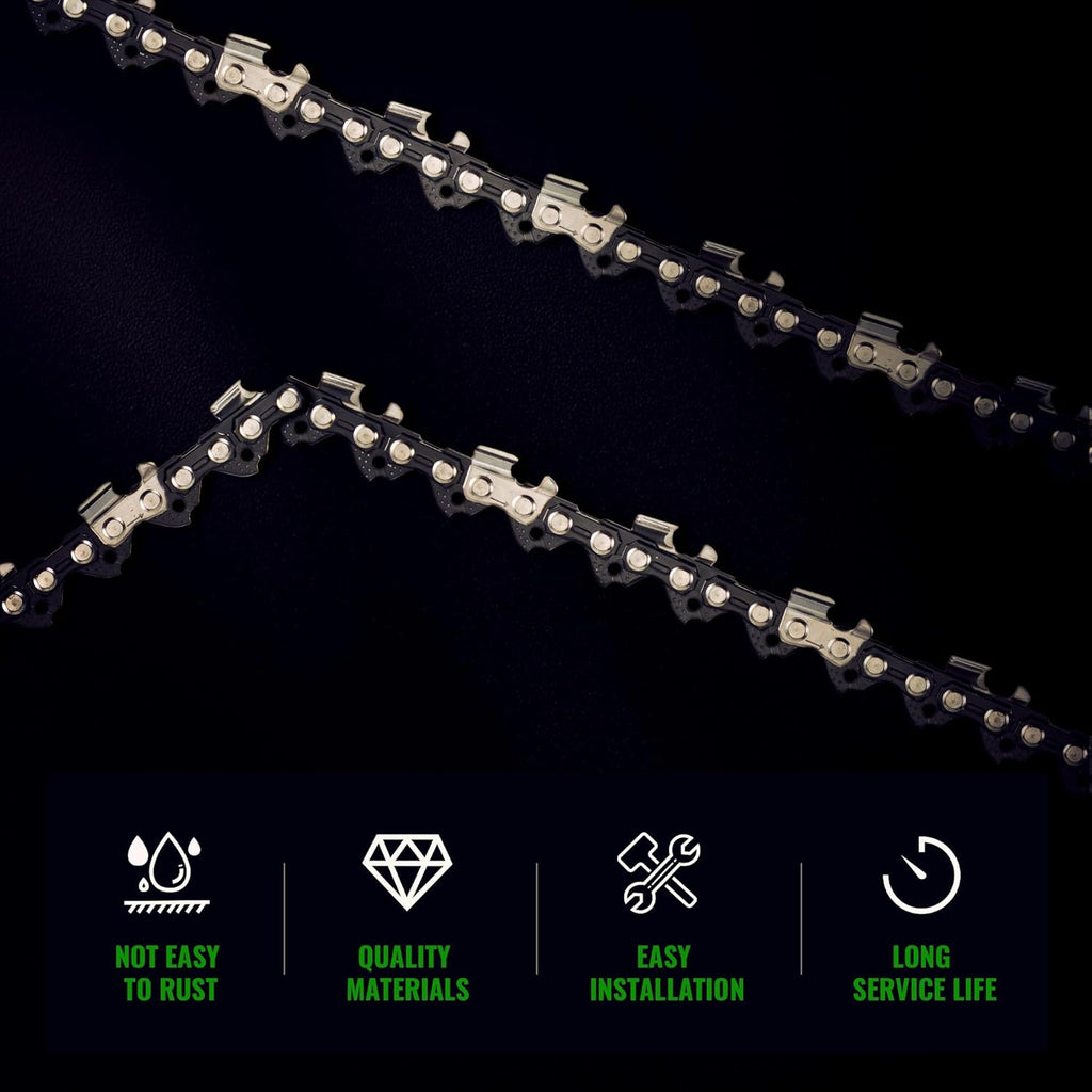 16" Chain and 16” Guide Bar Pitch: 3/8” Low Profile 57Drive Links Replacement Chain For Electric Chainsaw Gas Chainsaws .050" Gauge