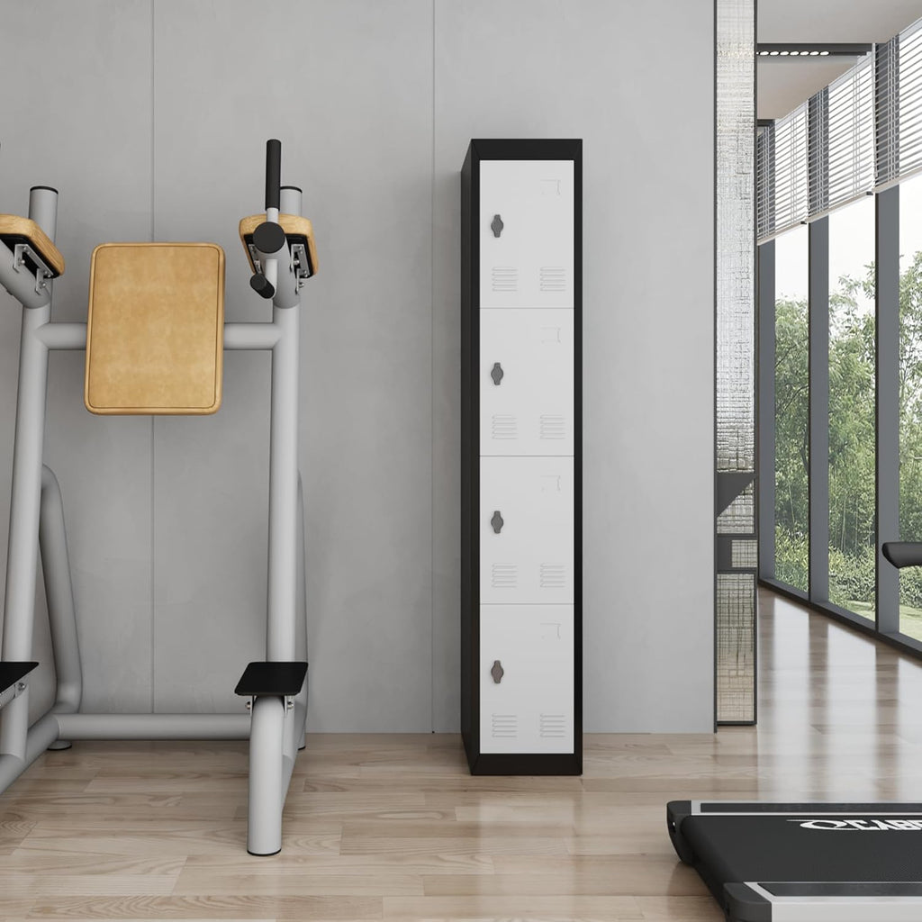 GAOMON Metal Locker, Metal Storage Locker with Shelves and Doors, Perfect for Employees and Students, Ideal for Offices, Schools, Gyms, Homes, and Garages, Assembly Required, Grey & Black