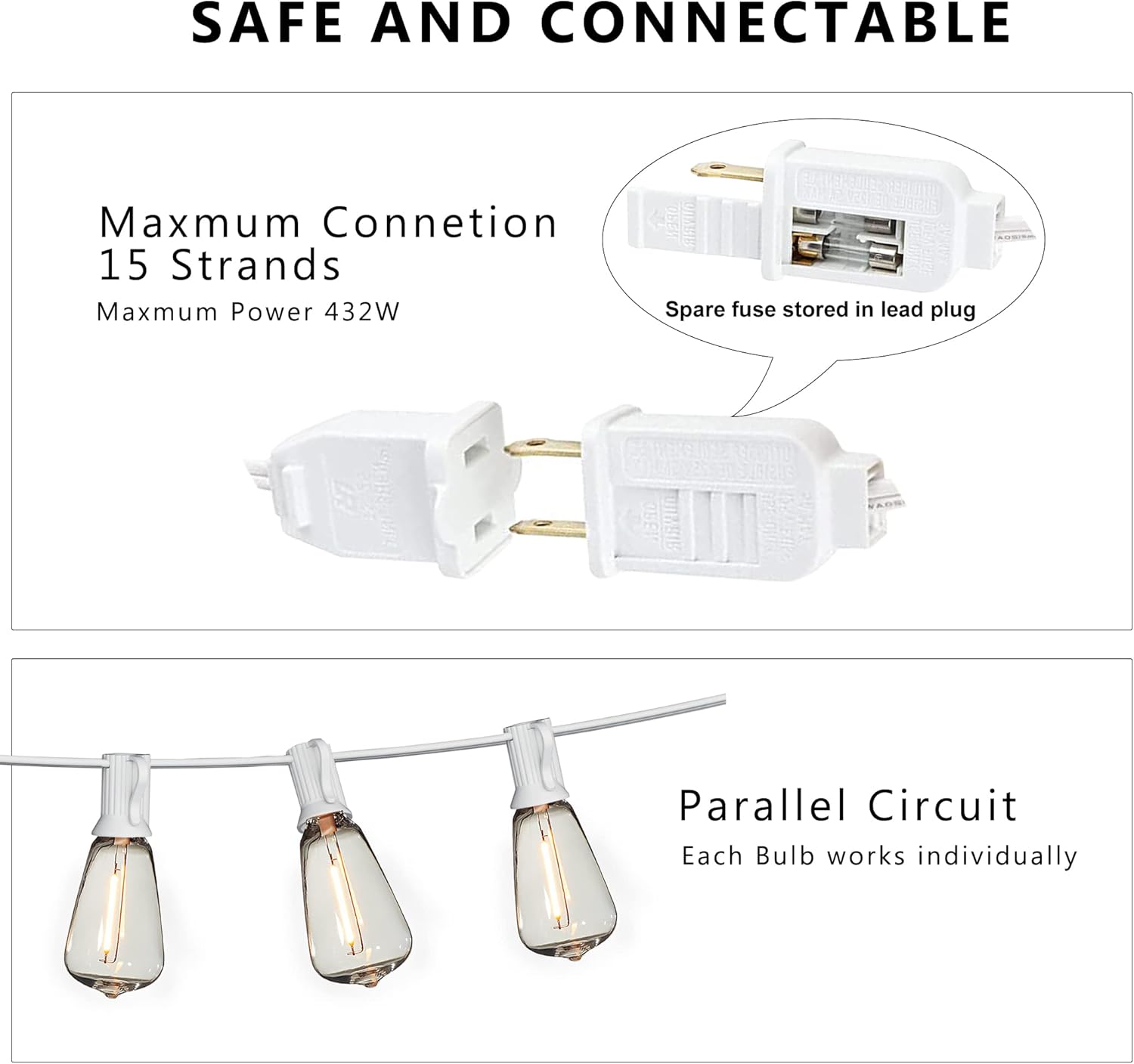 DAMAING LED Outdoor String Lights 100FT Patio Lights with 52 Shatterproof Edison Bulbs,Dimmable Hanging Lights,Waterproof String Lights for Outside Wedding,Bistro,Porch,Backyard,2200K