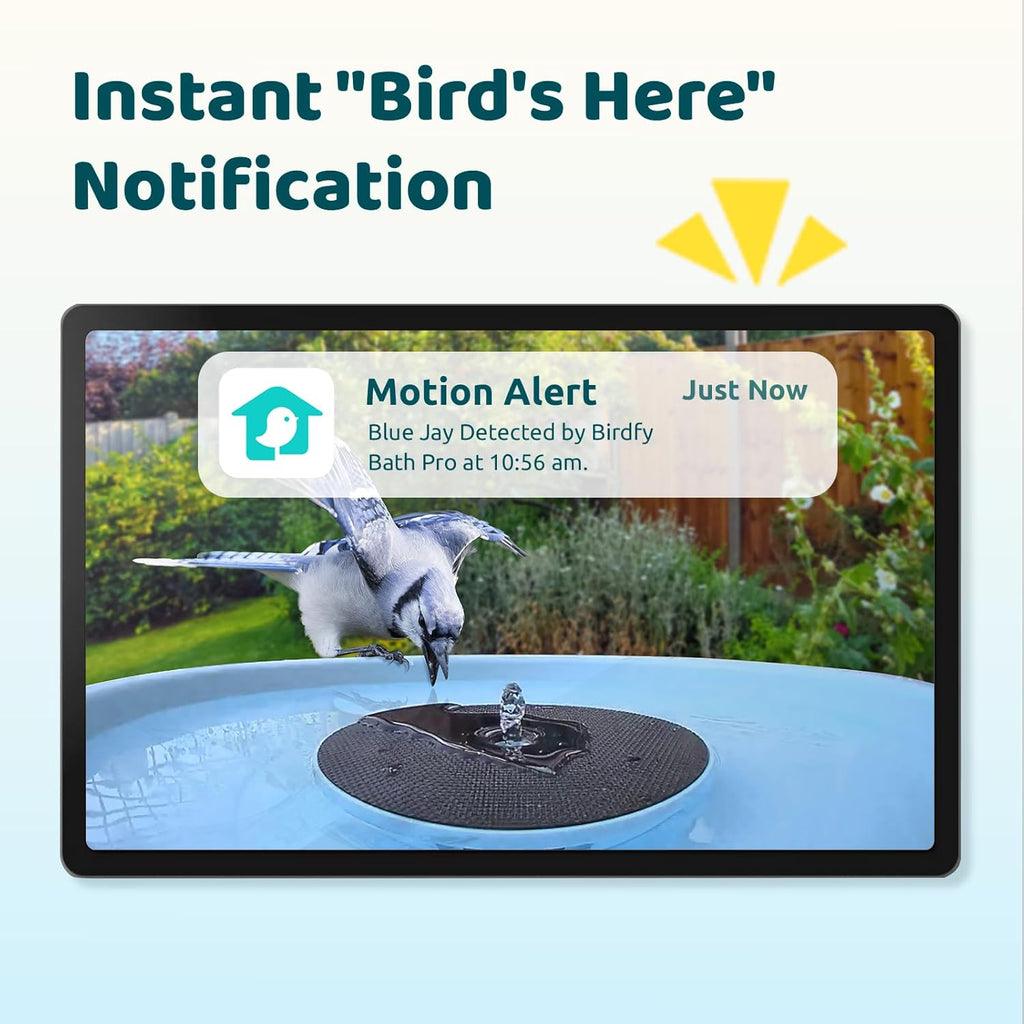 Birdfy Smart Bird Bath with Camera Solar Powered & Fountain & Stand, Dual-Lens Camera for Wildbird Watching, Auto Capture Bird Videos & Motion Detection - AI by Subscription