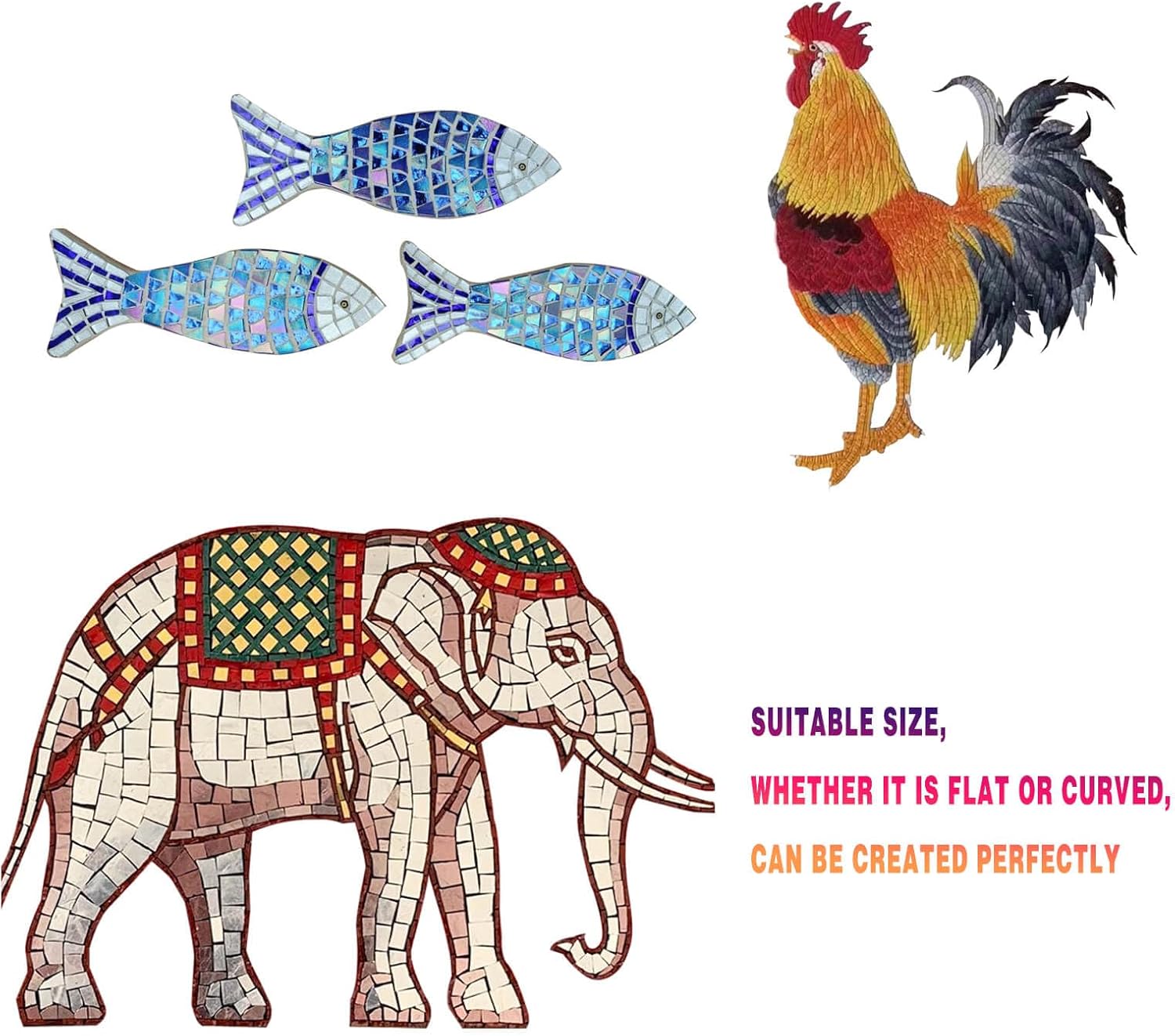 SMEIINIK 1.1lb/500g Square Mosaic Tiles for Crafts Bulk,Glass Tiles for Art Mosaic Projects, Iridescent Stained Glass Pieces for Mosaic Works (WJ93-9)