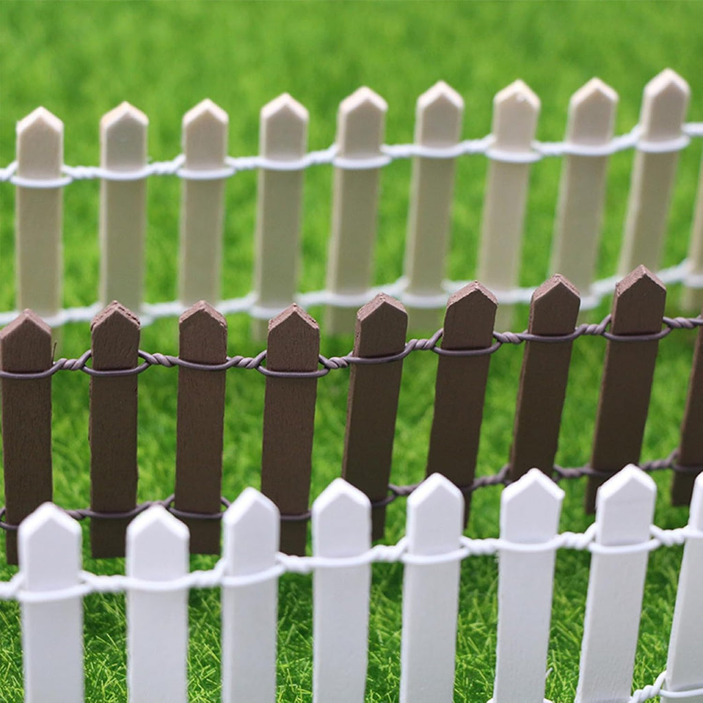 35 Inches Mini Fairy Garden Fence DIY Small Wood Decorative Picket Fence Micro Landscape Miniature Ornaments for Dollhouse, Crafts, Diorama Project, Plant Pot (Nature Wood(2 PCS))