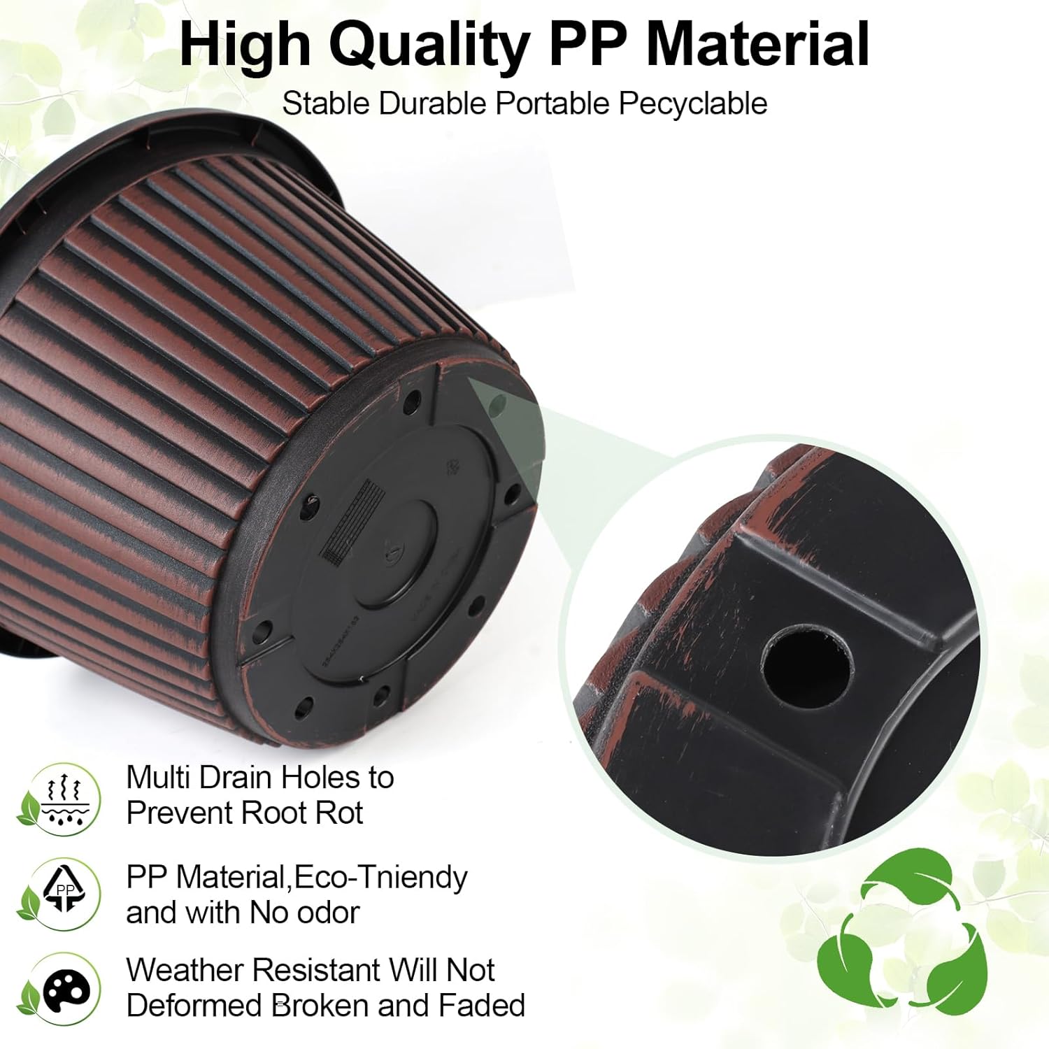 10 Inch Planter-Pots-for-Plants-Indoor-Outdoor, 4 Pack Plastic Flower Pots with Saucer & Drainage Holes, Modern Decorative Resin Garden Pots