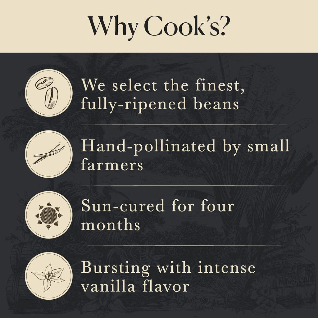 10 Organic Madagascar Whole Vanilla Beans, Grade A Pods, Premium Vanilla Beans for Making Extract & Baking - Cook’s