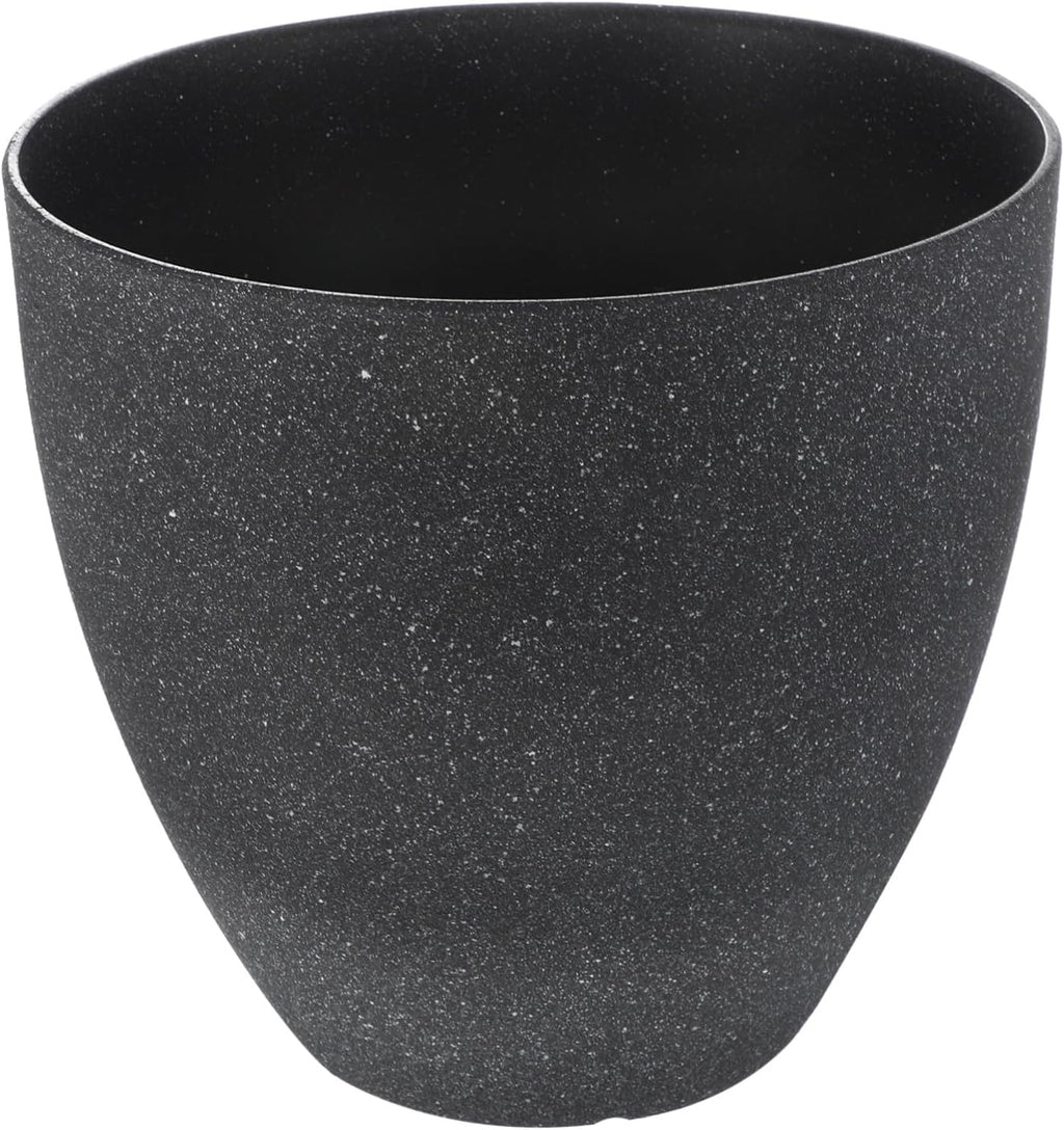 Black Resin Flower Pot Large Round Succulent Planter for Indoor Outdoor Use Frost-Resistant Plants Container for Home Desk Bathroom Decor