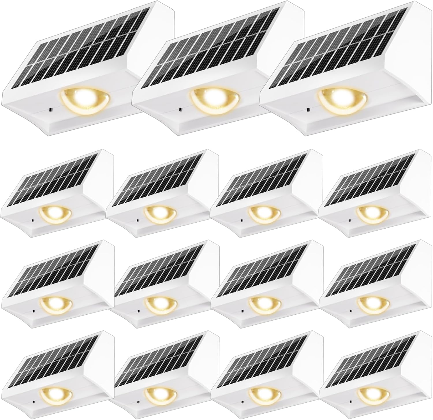 Solar Fence Lights Outdoor Waterproof High Brightness LED Spot Lens Deck Lights 7 Mode Warm & Cool White RGB Solar Powered Wall Lighting Decor for Outside Patio Step Backyard Railing - 16 Pack(White)