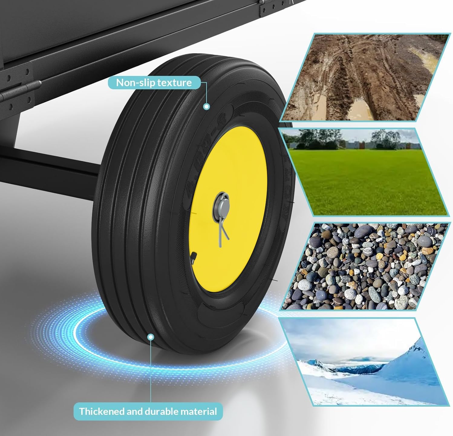 750 Lbs Capacity ATV/UTV Dump Trailer – 15 Cu. Ft. Heavy-Duty Steel Utility Cart with Removable Sides, Universal Hitch, Hand/Foot Lever Dump, for Lawn Tractor & Riding Mower