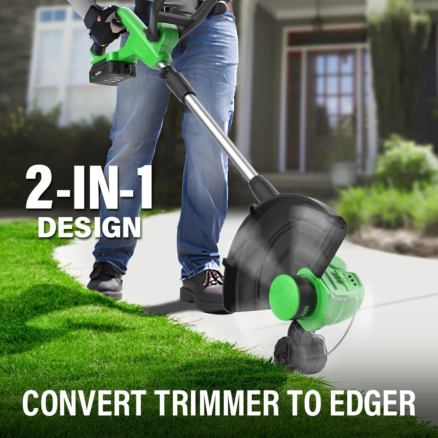 SOYUS Weed Wacker Cordless, 12 Inch String Trimmer Battery Powered with Battery and Charger, Lightweight Edger Trimmer with 8 Pcs Replace Spool Trimmer Lines