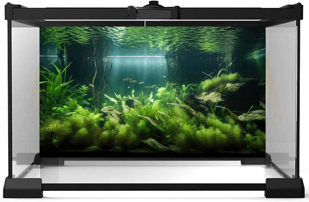 Aquarium Background Lush Green Aquatic Plants and Seagrasses Terrarium Background Under The Sea View With Rock Sands Fish Tank Background Amazing Aquarium Backdrop Background Poster Vinyl 72x16in