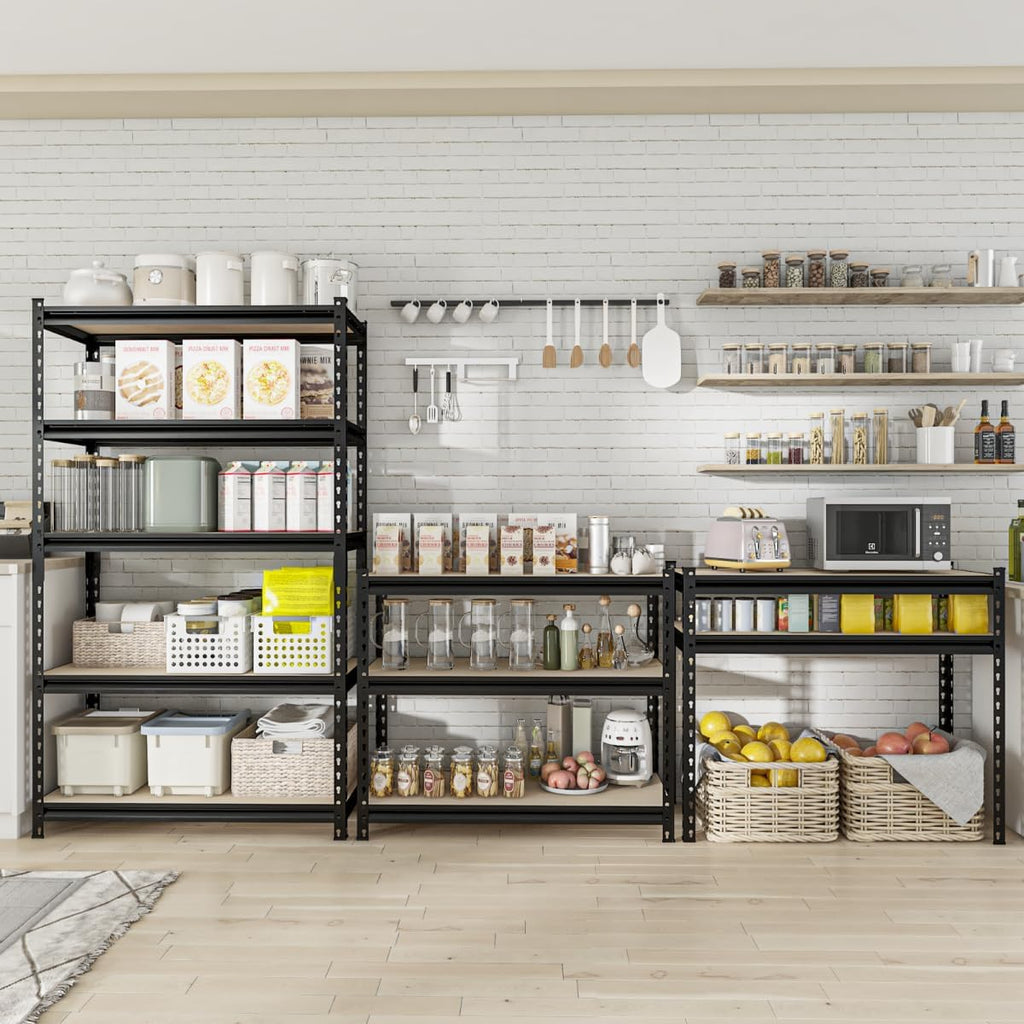 5 Tier Adjustable Heavy Duty Metal Shelving Unit, 60" H x 28" W x 12" D, Utility Rack, Garage Storage Shelves for Kitchen, Basement, Warehouse, Living Room, Classroom, Black