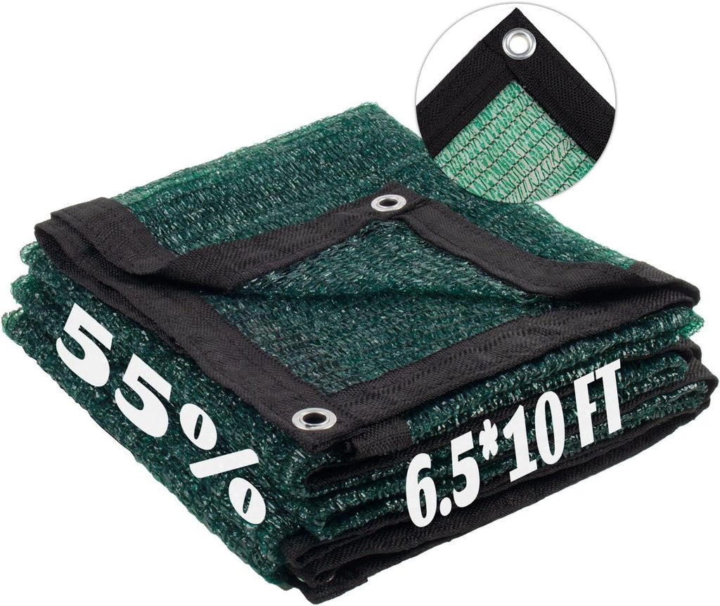 LOVE STORY 6.5x10FT 55% Green Shade Cloth Sun Shade Net with Grommets Sunblock Net Mesh Tarp for Garden,Plants Cover,Greenhouse and Patio
