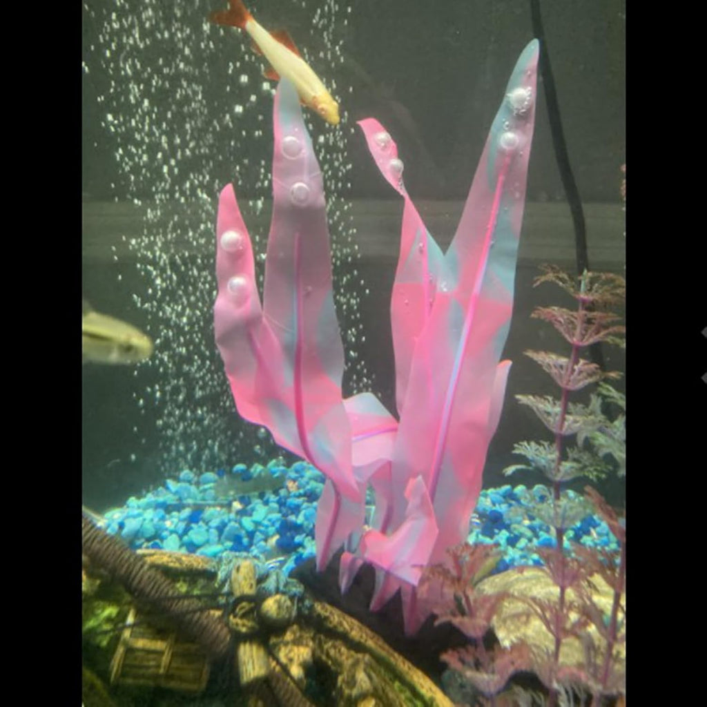 3Pcs Soft Silicone Aquarium Plants Set Glowing Kelp Fish Tank Plants Decor Artificial Pink Aquarium Plant Simulation Artificial Water Grass for Fish Tank,7.08in9.84in16.9in