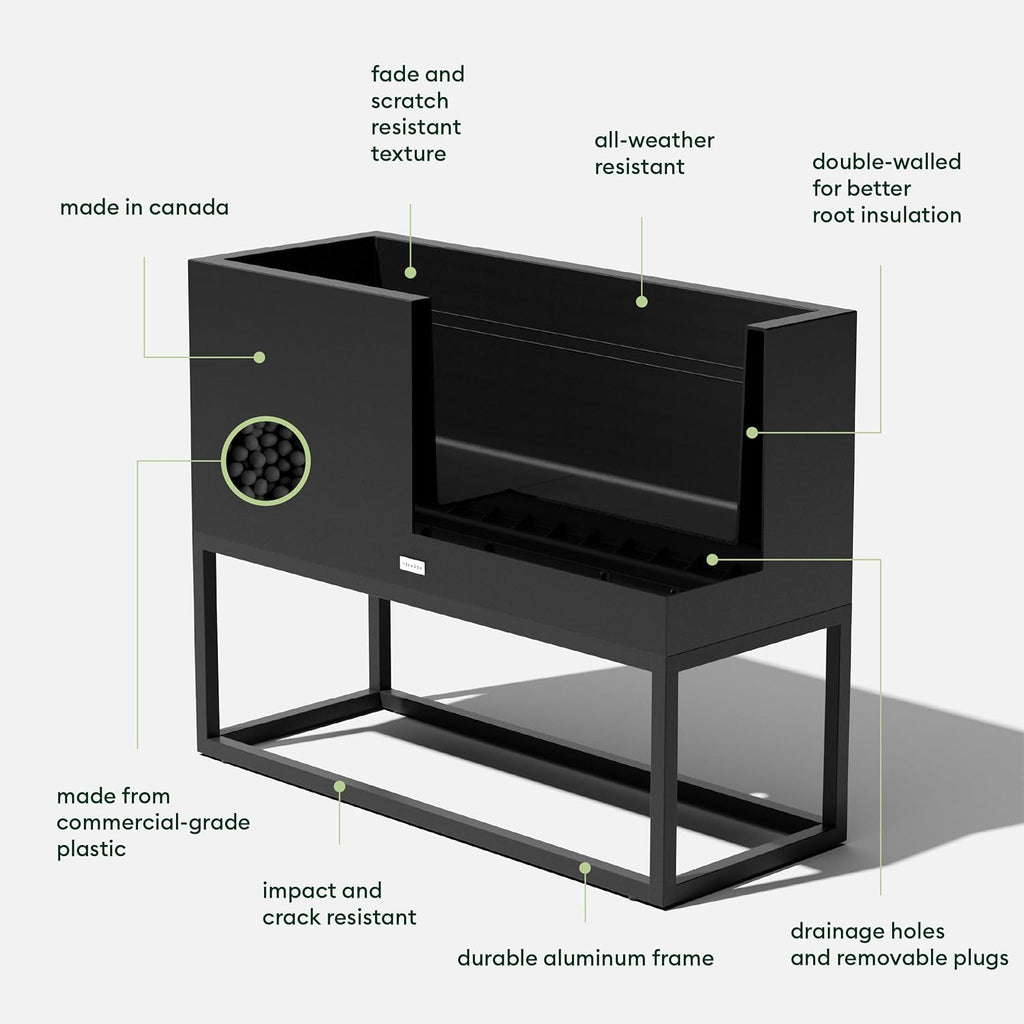 Veradek Block Series Raised Long Box Planter for Patio & Garden | Durable All-Weather Use with Aluminum Stand | Modern Décor for Herbs, Flowers