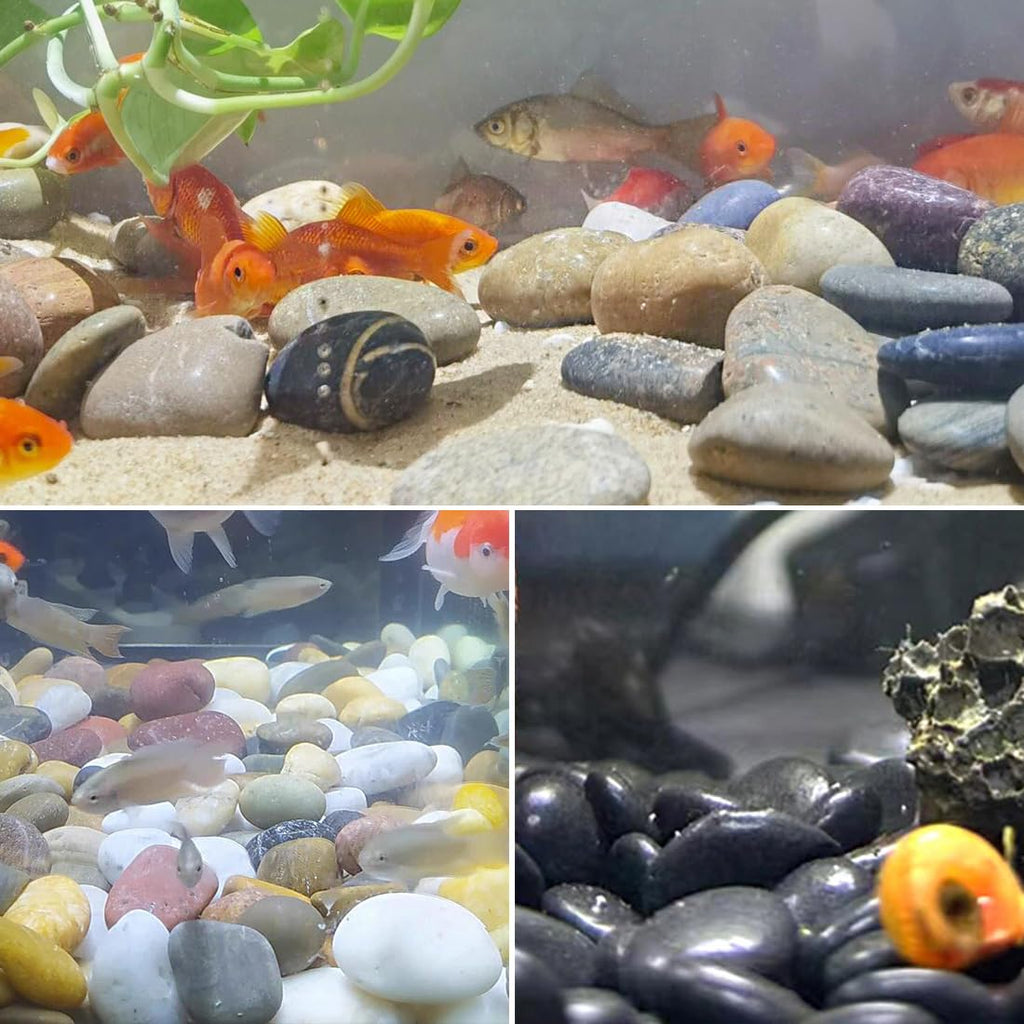 40lbs Large River Rocks for Landscaping, 3-4" Black Pebbles for Garden Design, Hand-Picked Smooth Stones for Fish Tank, Flower Pots, Indoor Water Fountains, Pathways, Backyard