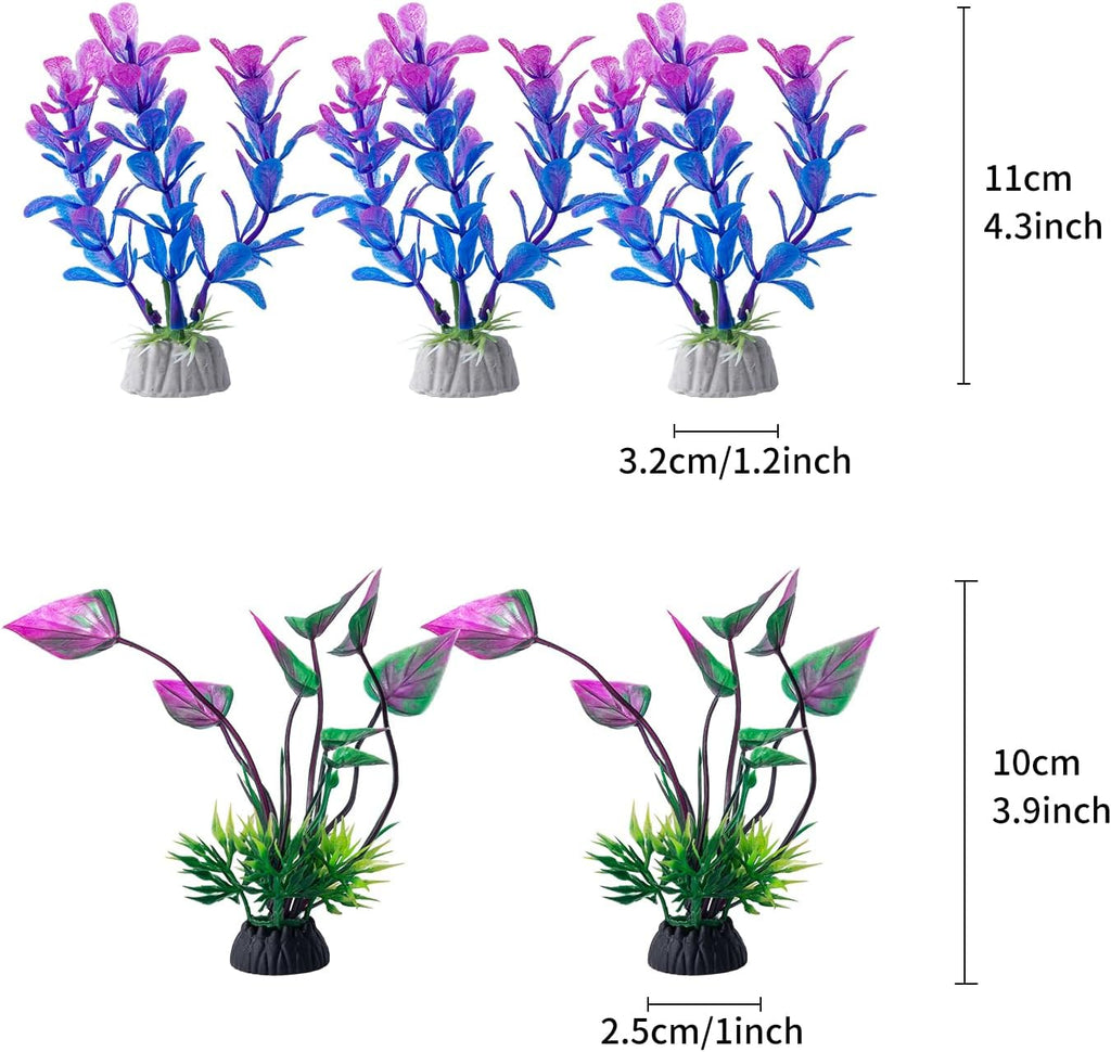COMSUN 25 Pack Artificial Aquarium Plants, Small Size 4 inch Approximate Height Fish Tank Decorations Home Décor Plastic Red