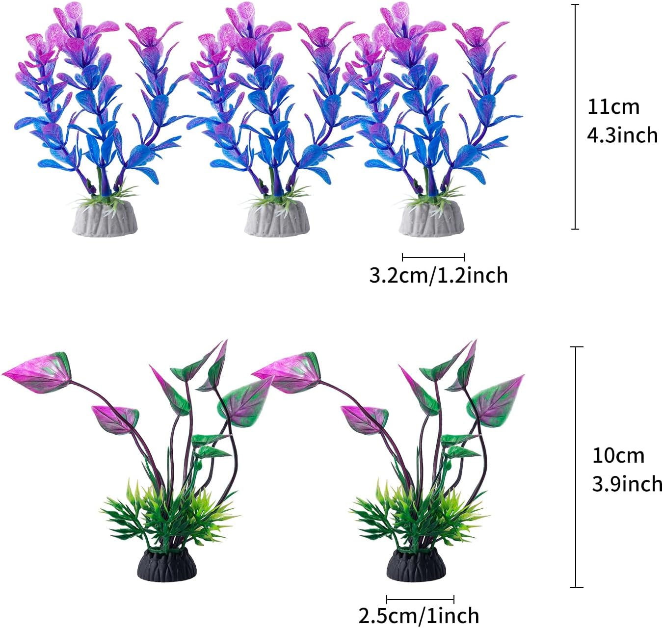 COMSUN 25 Pack Artificial Aquarium Plants, Small Size 4 inch Approximate Height Fish Tank Decorations Home Décor Plastic Red